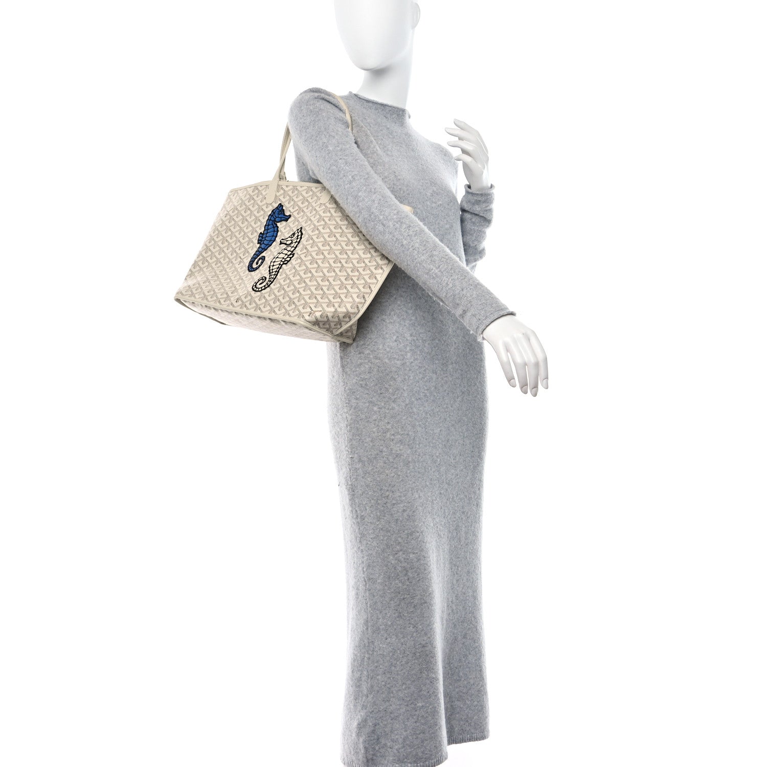 Goyard Goyardine Embroidered Seahorse Reversible Anjou PM Sand 2 of 14