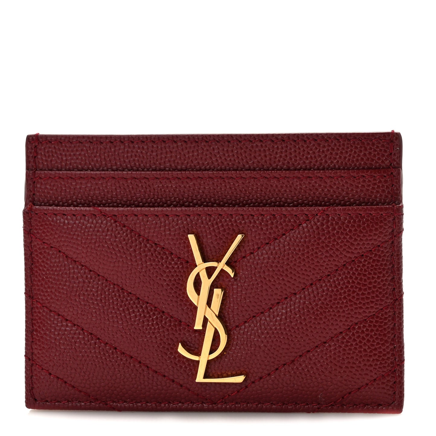 Grain De Poudre Matelasse Chevron Monogram Credit Card Case Opyum Red