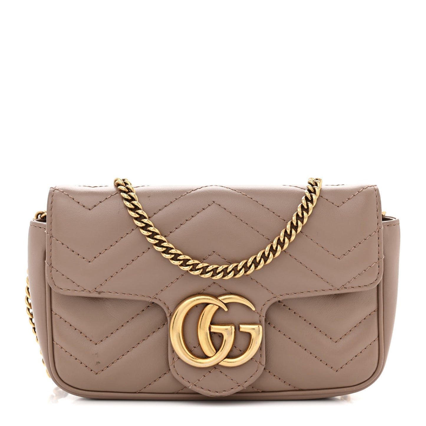Calfskin Matelasse Super Mini GG Marmont Shoulder Bag Porcelain Rose