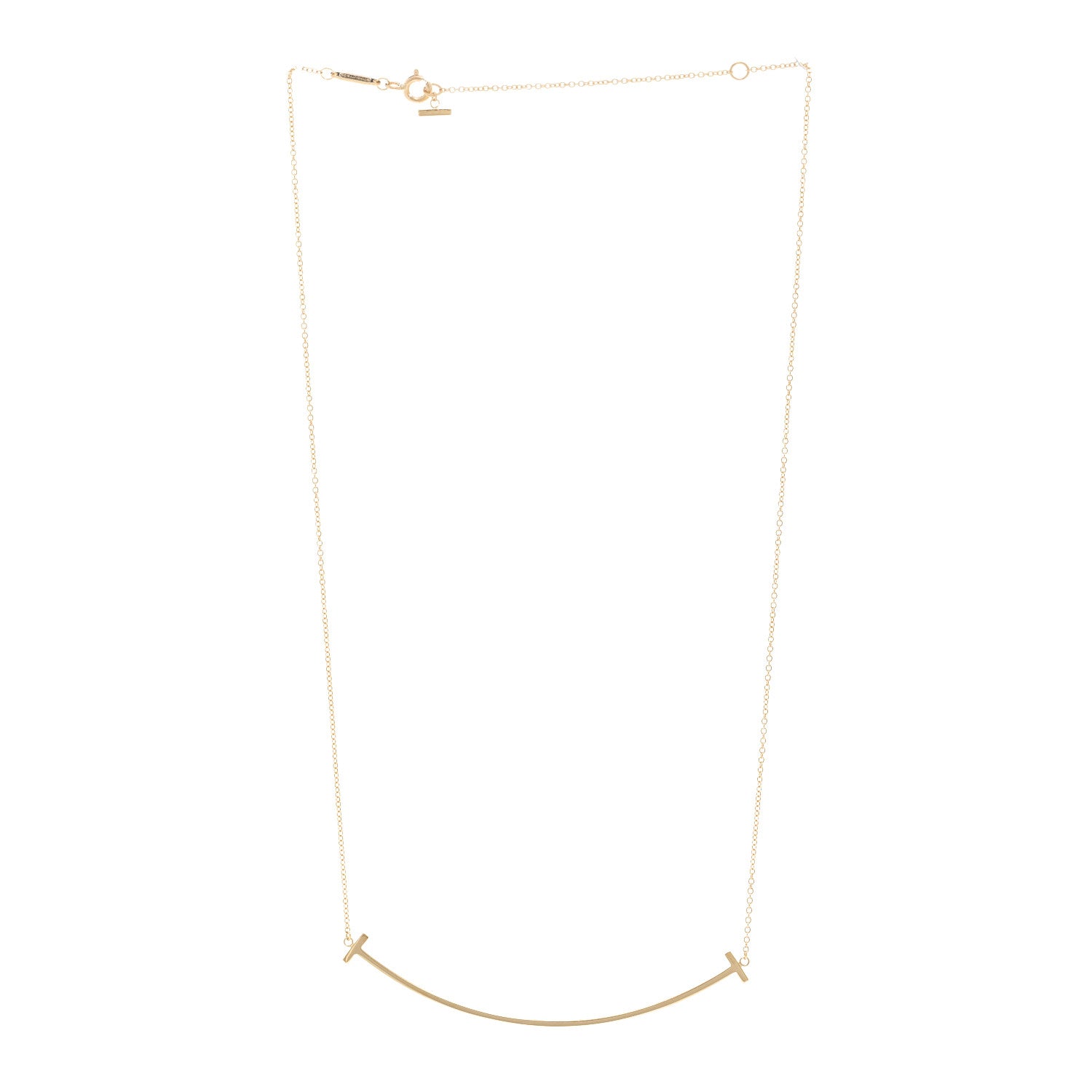 Tiffany 18K Yellow Gold Large T Smile Pendant Necklace 3 of 4