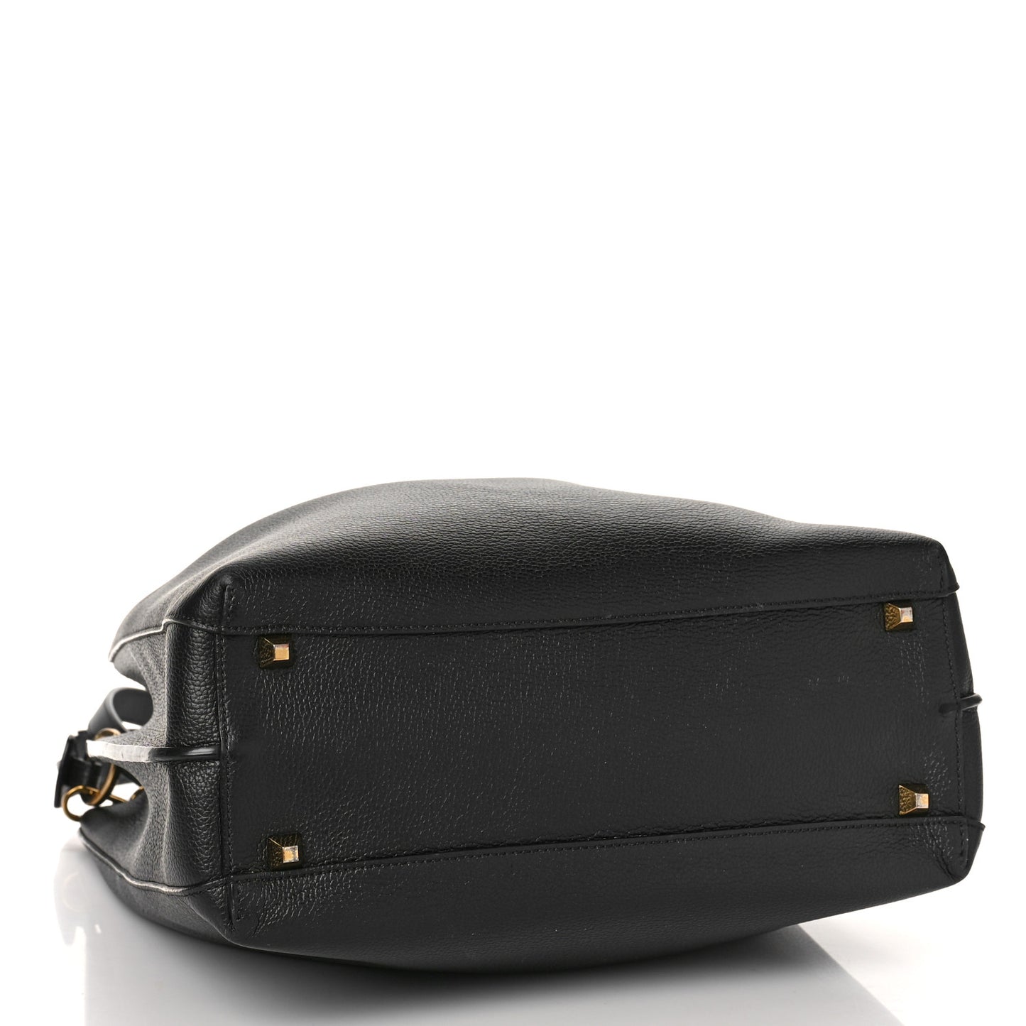 Grained Calfskin Milla Drawstring Bucket Bag Black