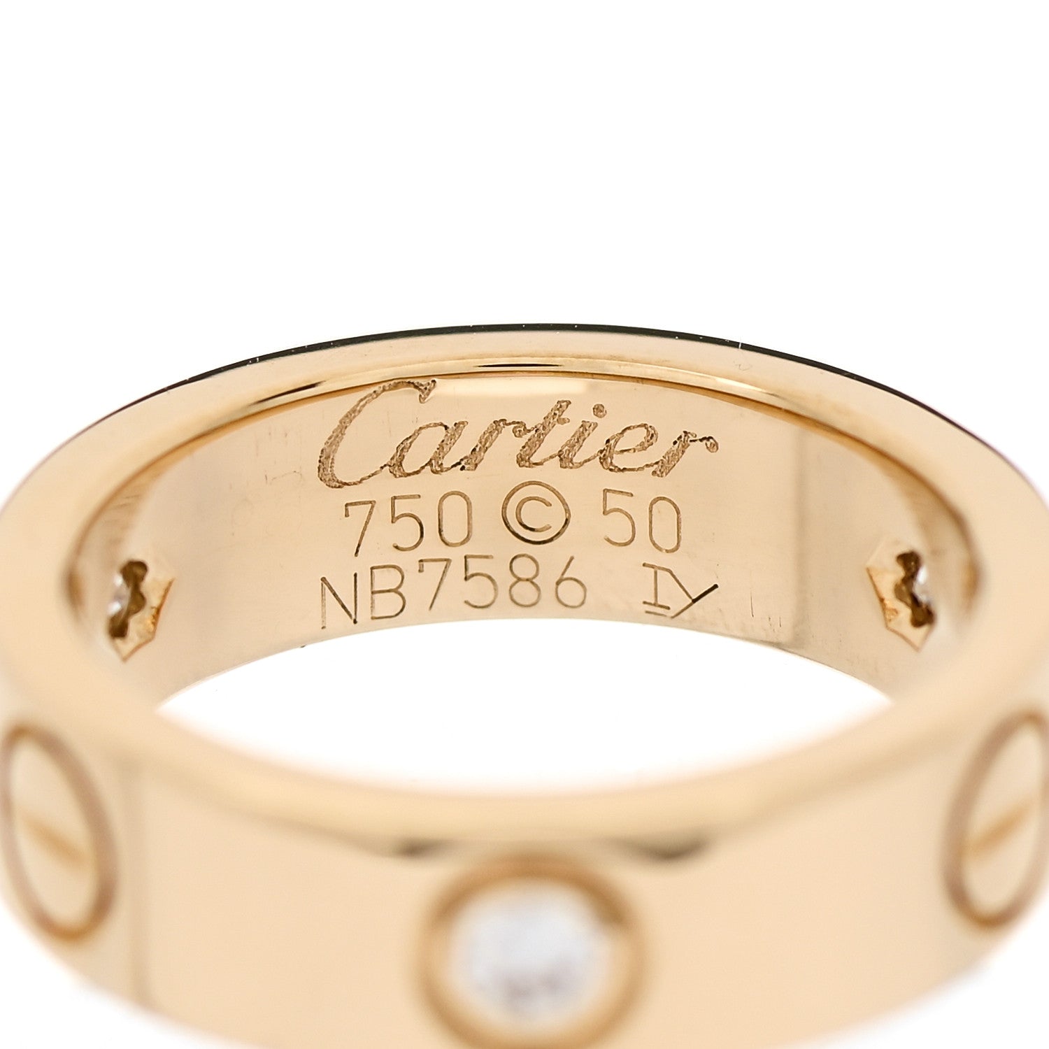 Cartier 18K Yellow Gold 3 Diamond 5.5mm LOVE Ring 50 5.25 4 of 4