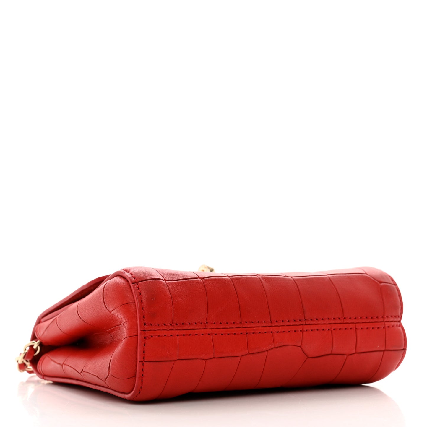 Nappa Crocodile Embossed Mini Lily Flap Red