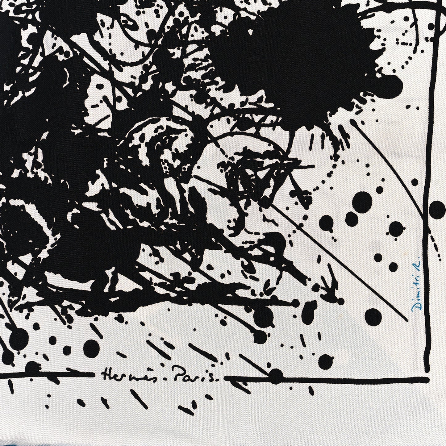 Silk Cheval Surprise Remix Scarf 90 Turquoise White Black