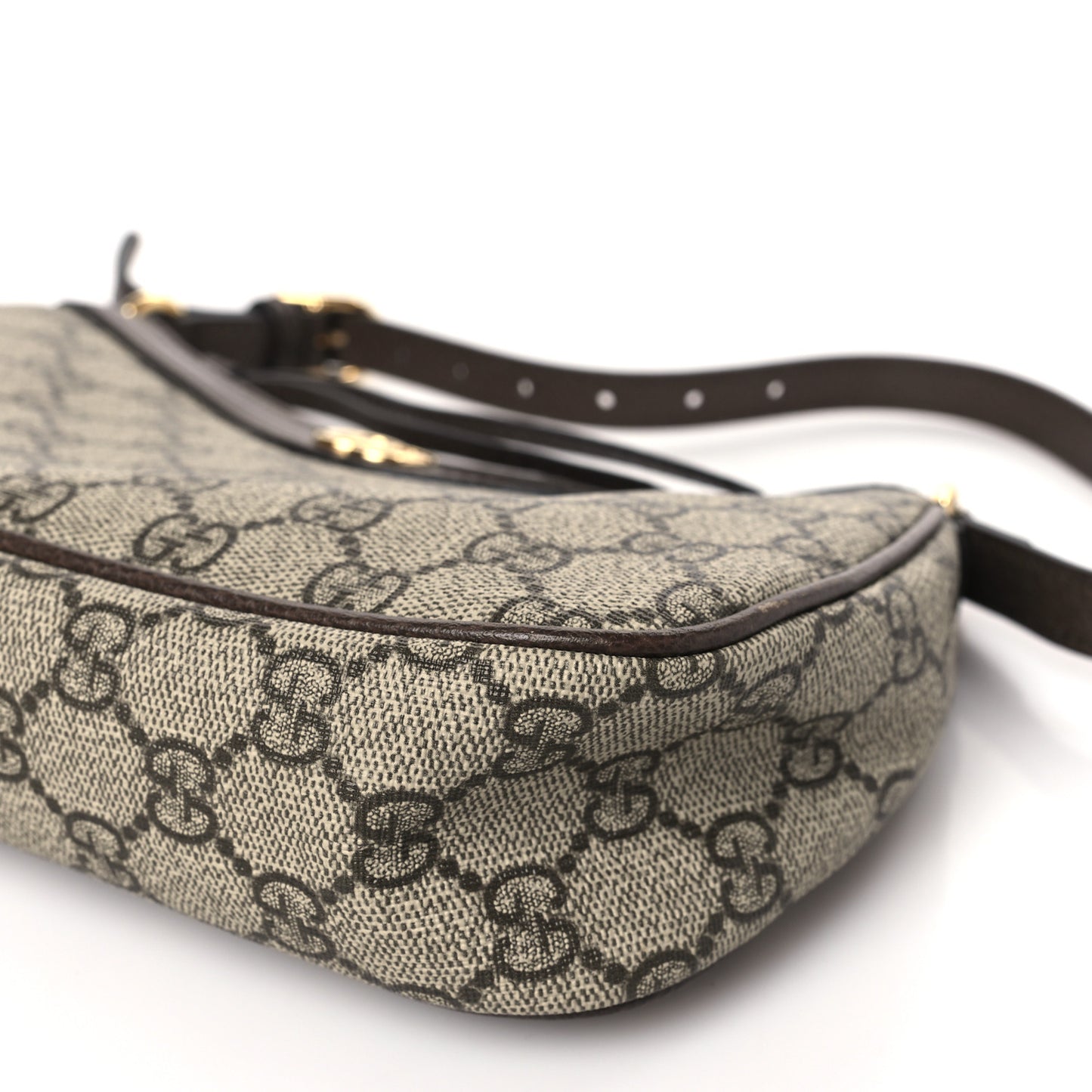 GG Supreme Monogram Textured Dollar Calfskin Small Ophidia Hobo Beige Ebony New Acero