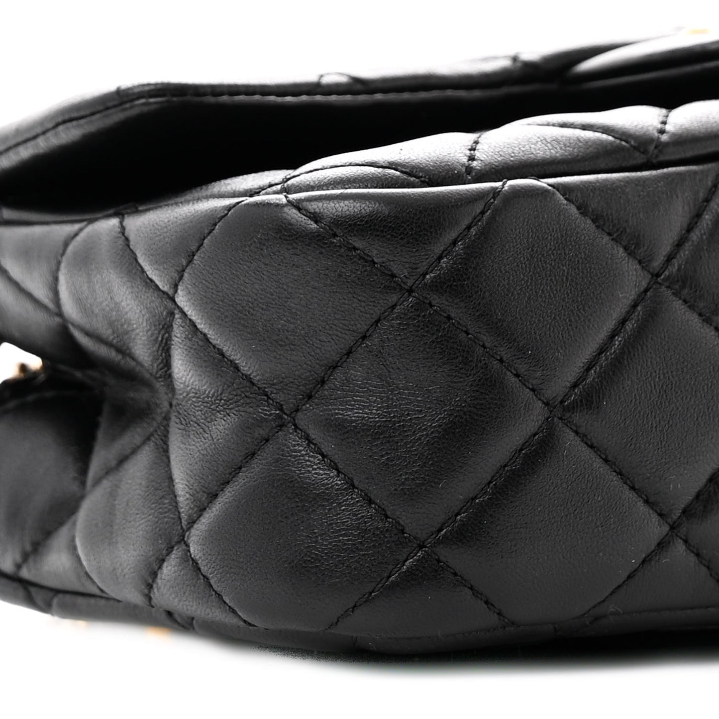 Lambskin Quilted Mini Rectangular Pearl Crush Flap Black