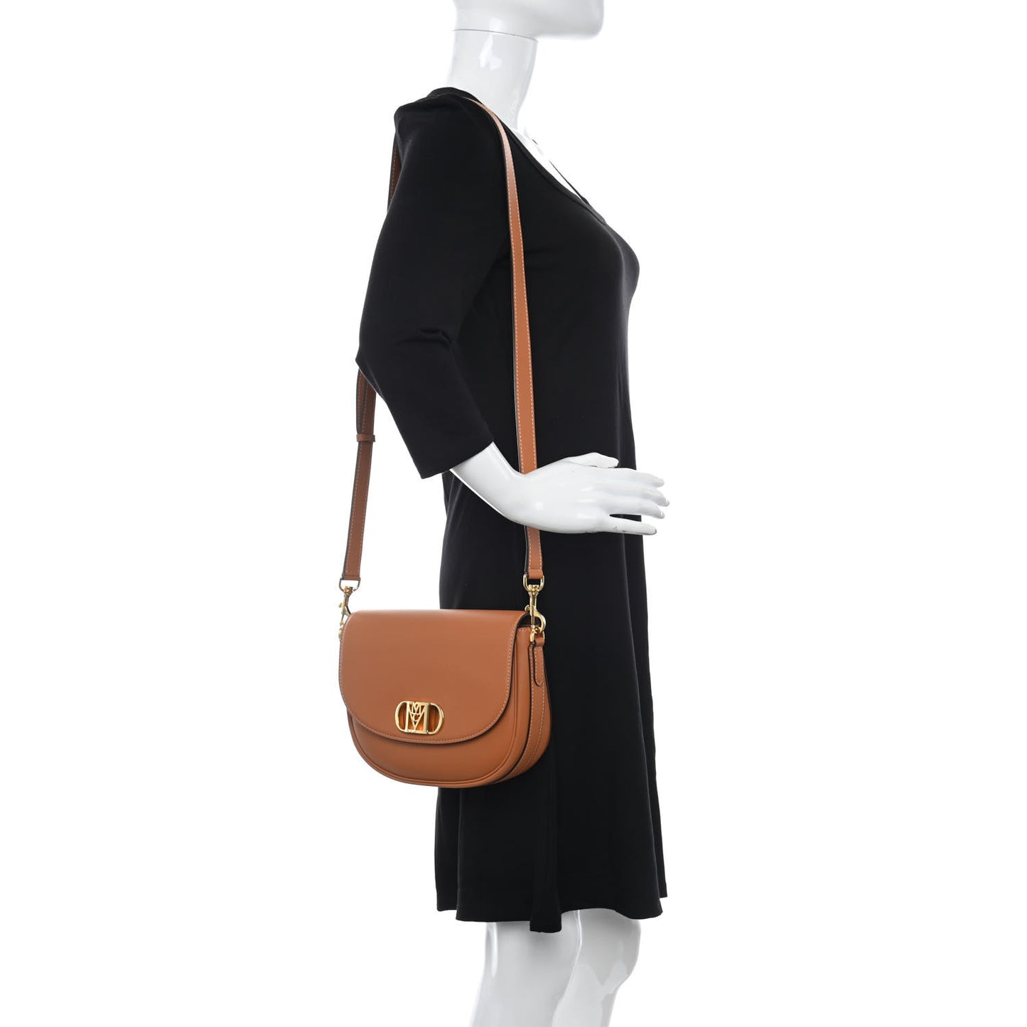 Calfskin Small Mena Crossbody Bag Cognac