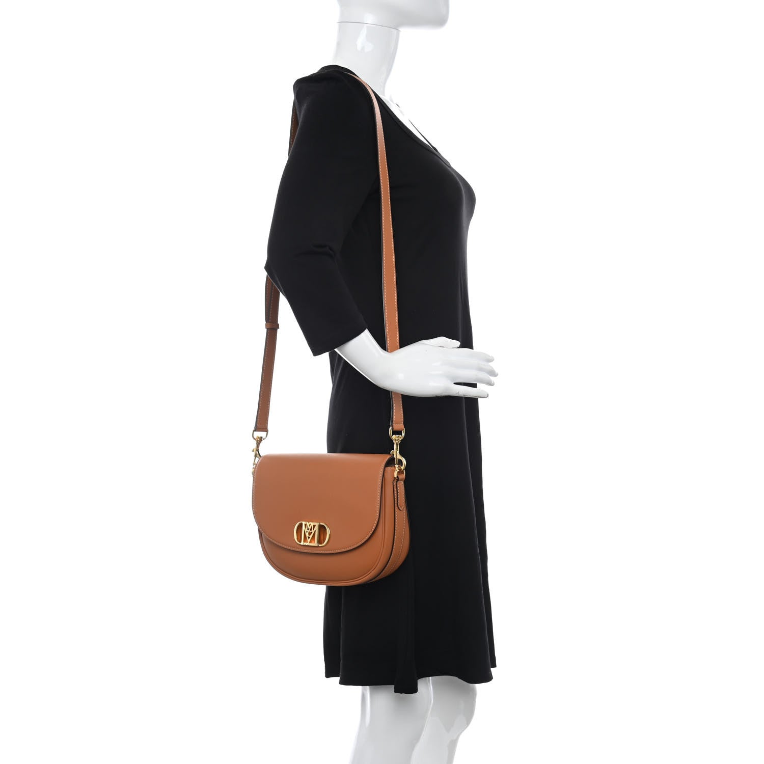 MCM Calfskin Small Mena Crossbody Bag Cognac 2 of 12