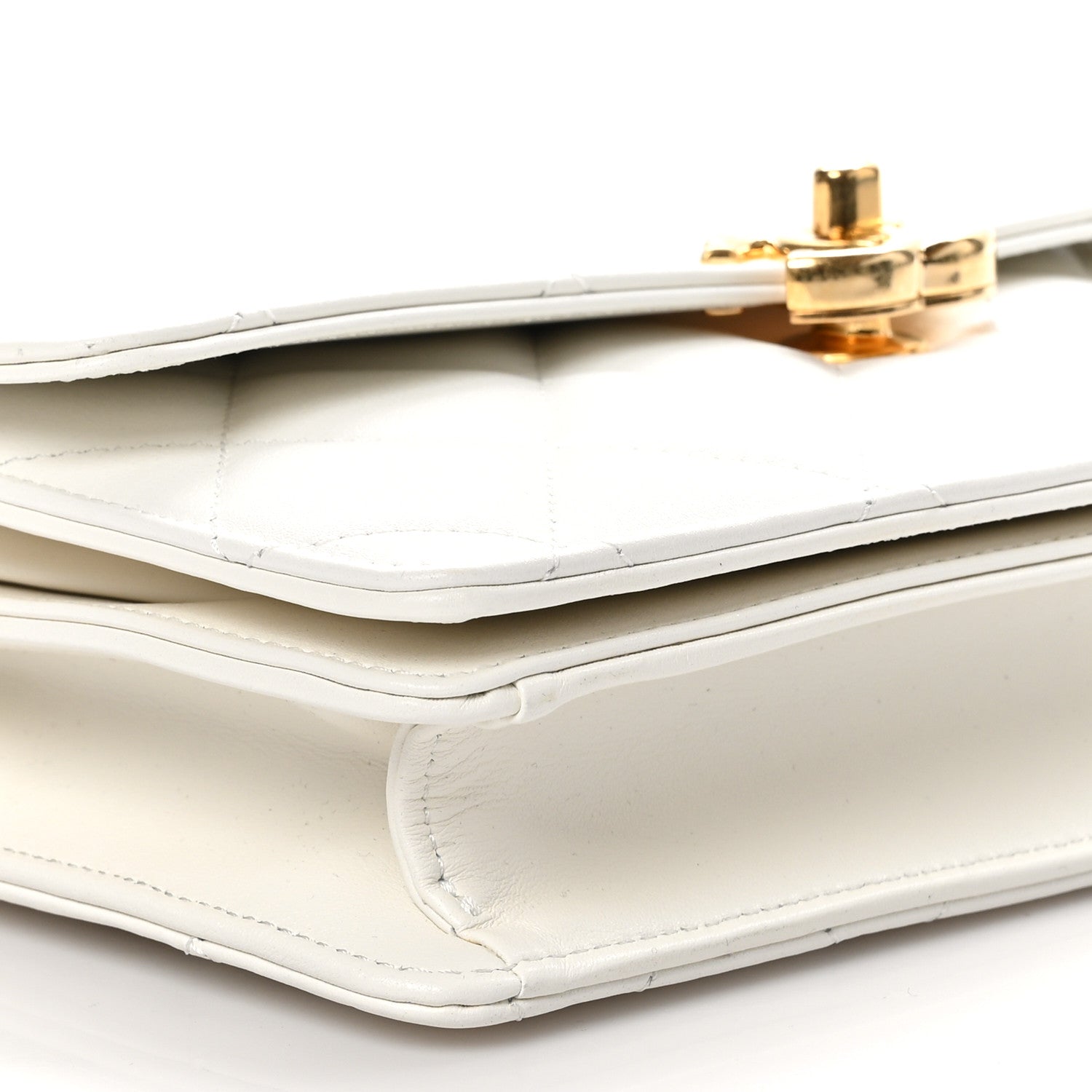 Chanel Shiny Calfskin Quilted Small Metal Top Handle Flap White 10 of 12