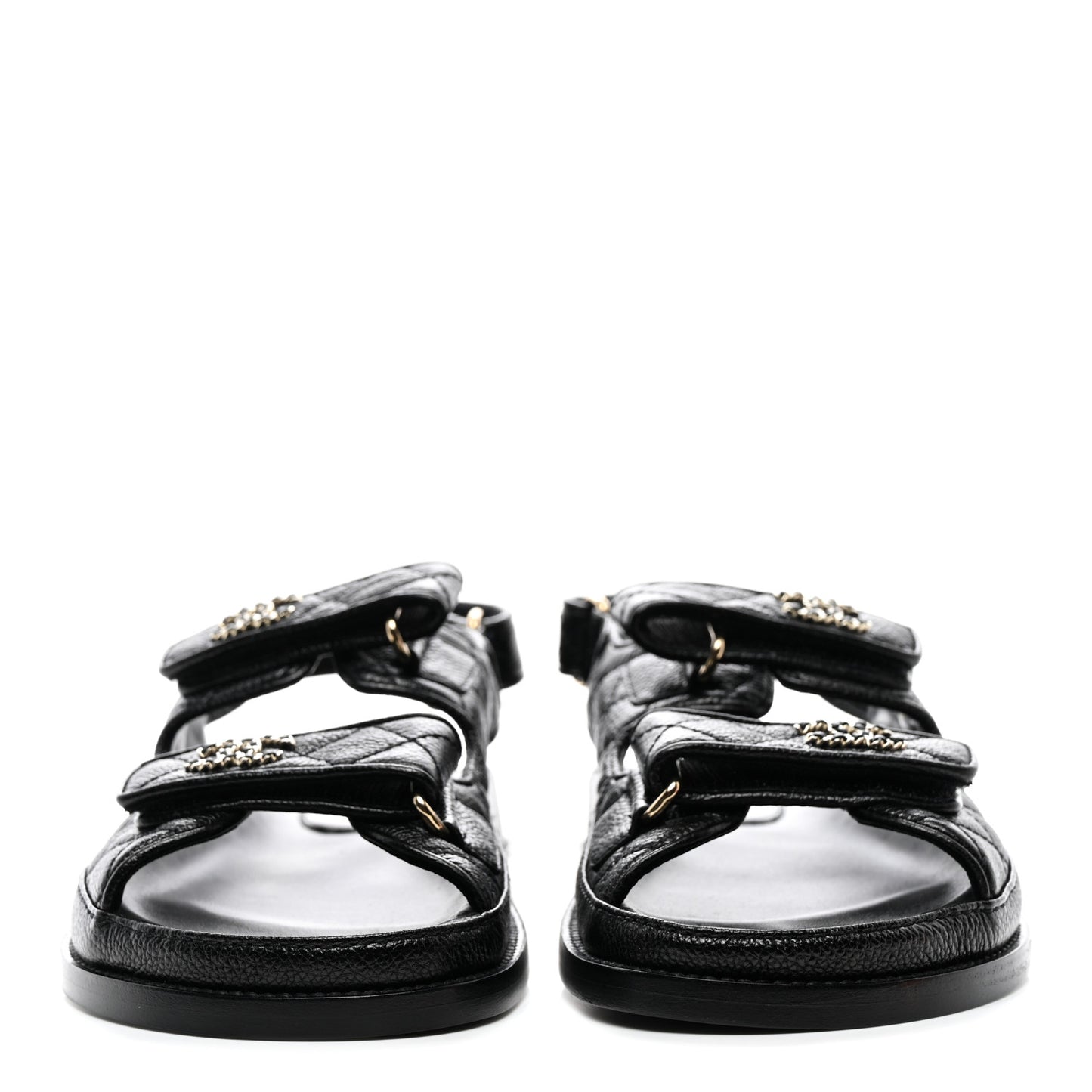 Grained Calfskin Velcro Dad Sandals 36.5 Black