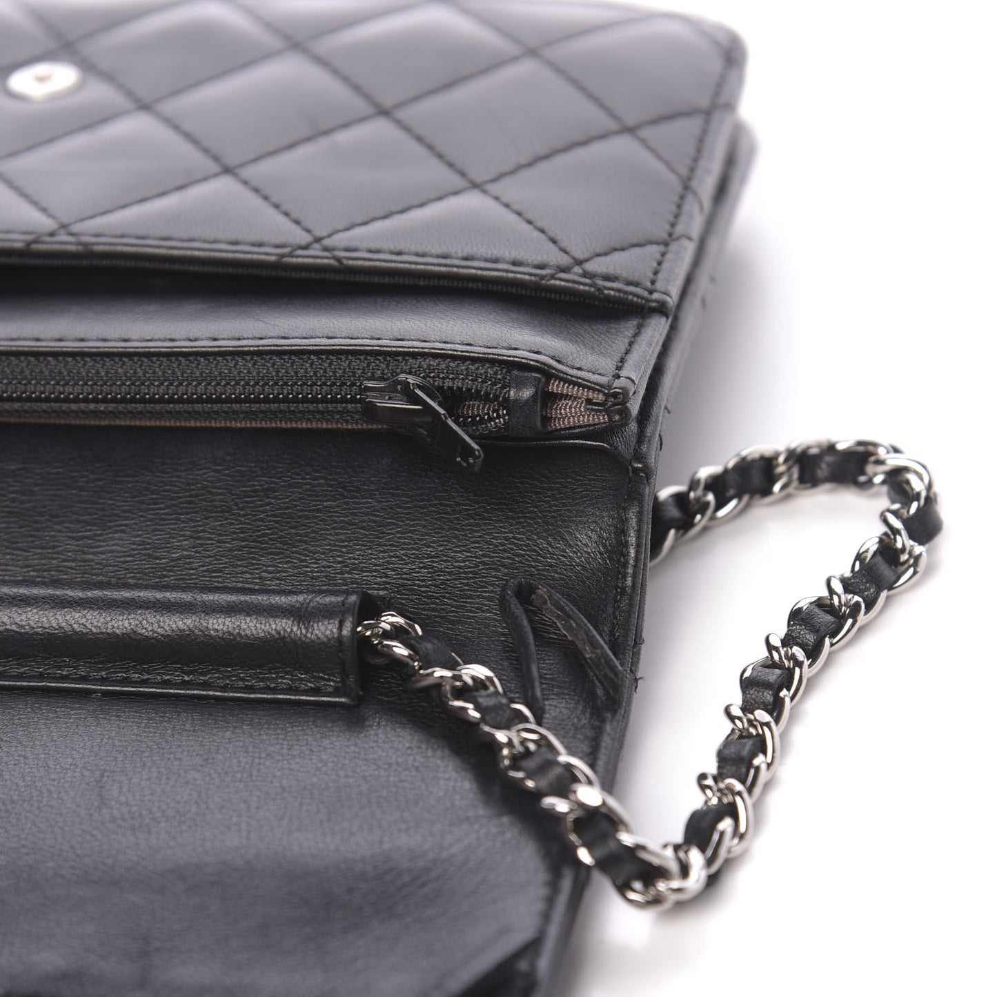 Lambskin Quilted Wallet On Chain WOC Black