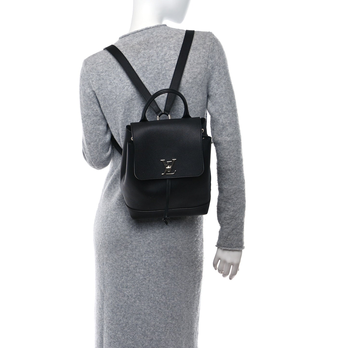 Calfskin Lockme Backpack Black