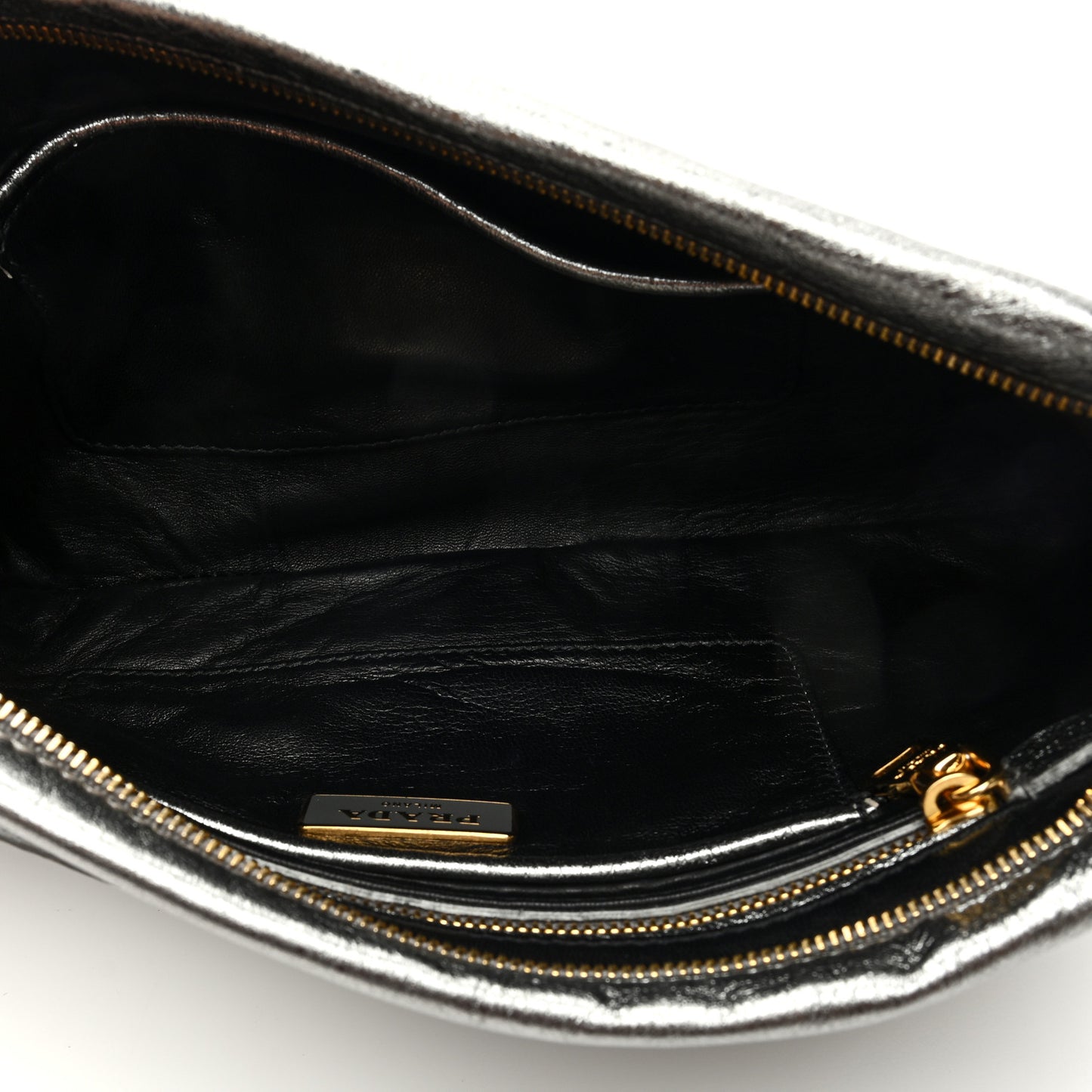 Metallic Nappa Triangle Clutch Silver