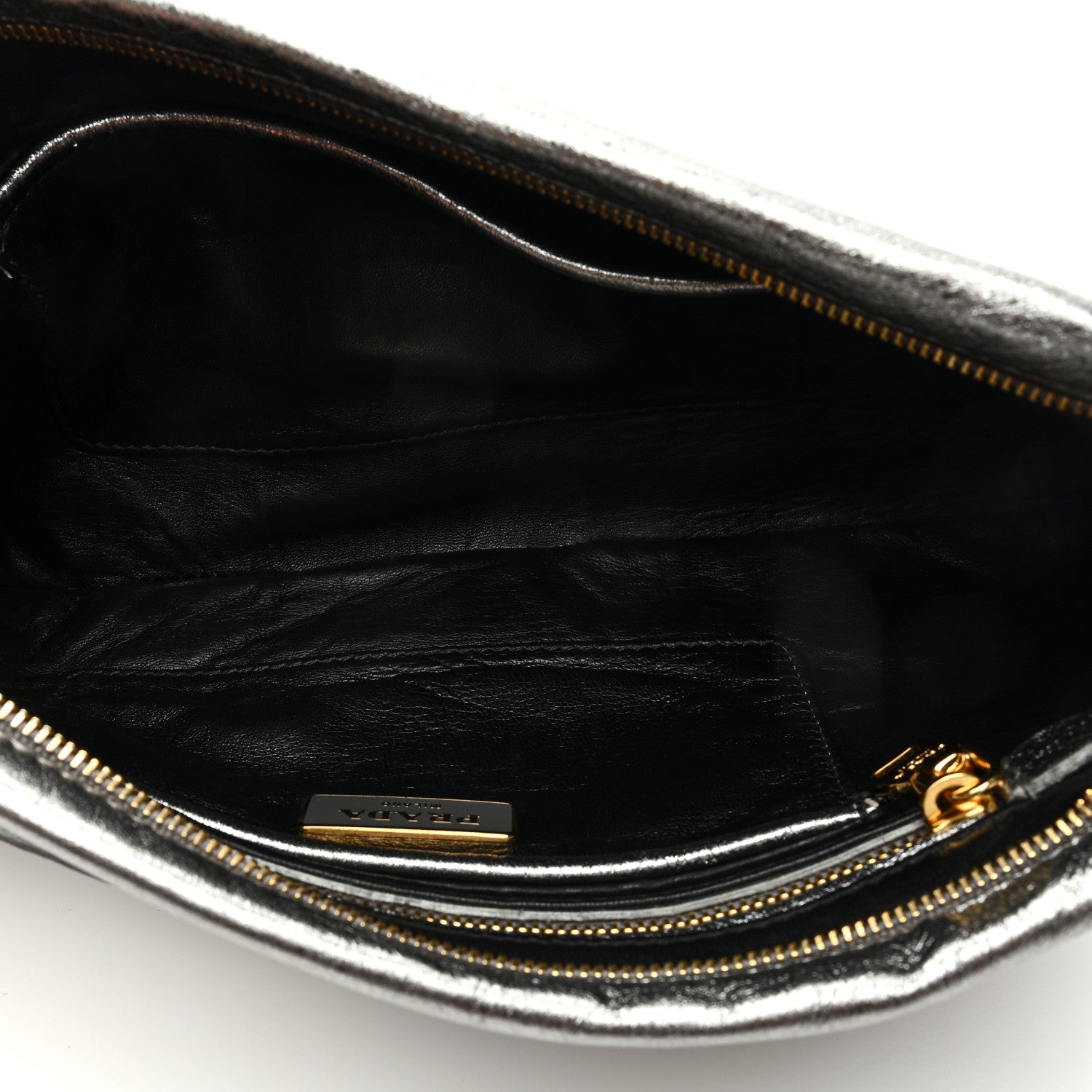 Prada Metallic Nappa Triangle Clutch Silver 5 of 6