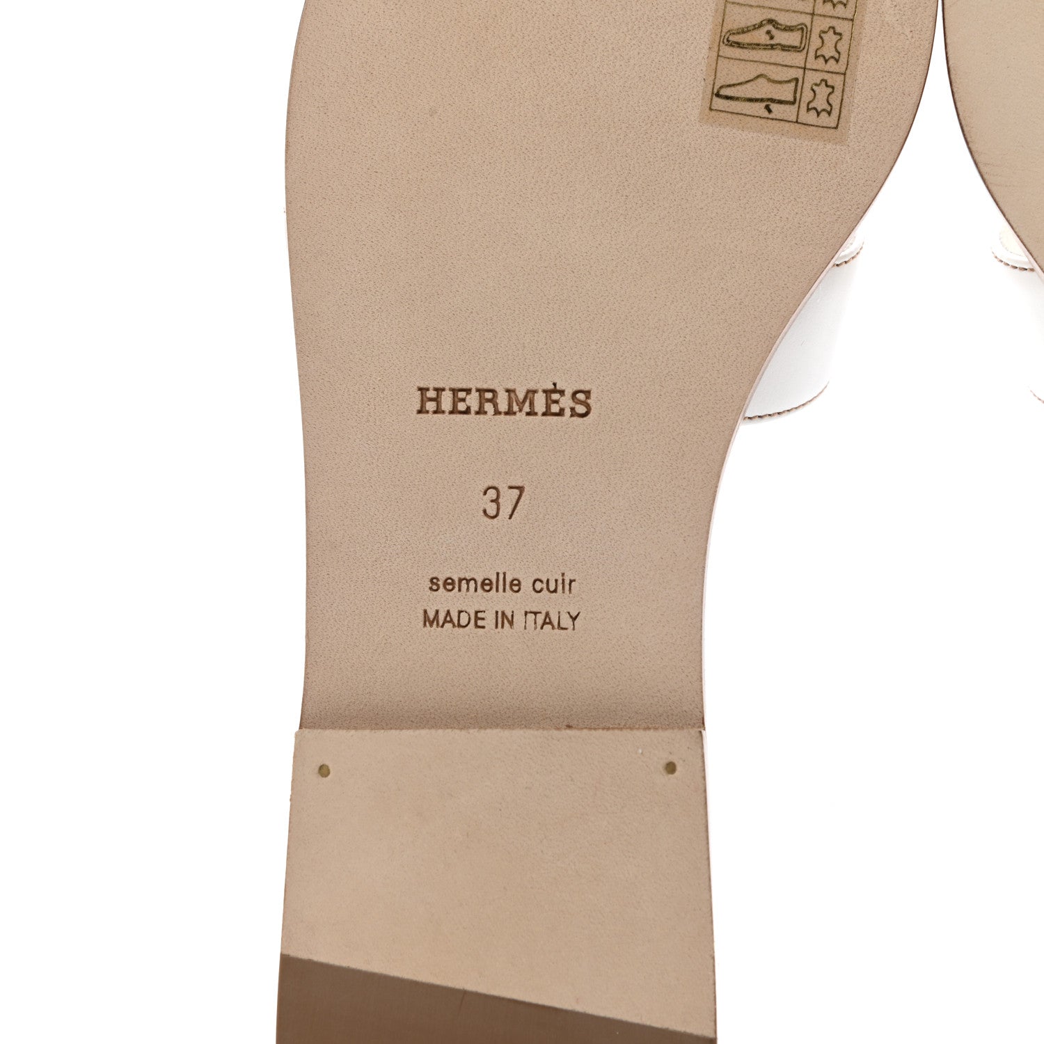 Hermes Box Calfskin Oran Sandals 37 White 6 of 9