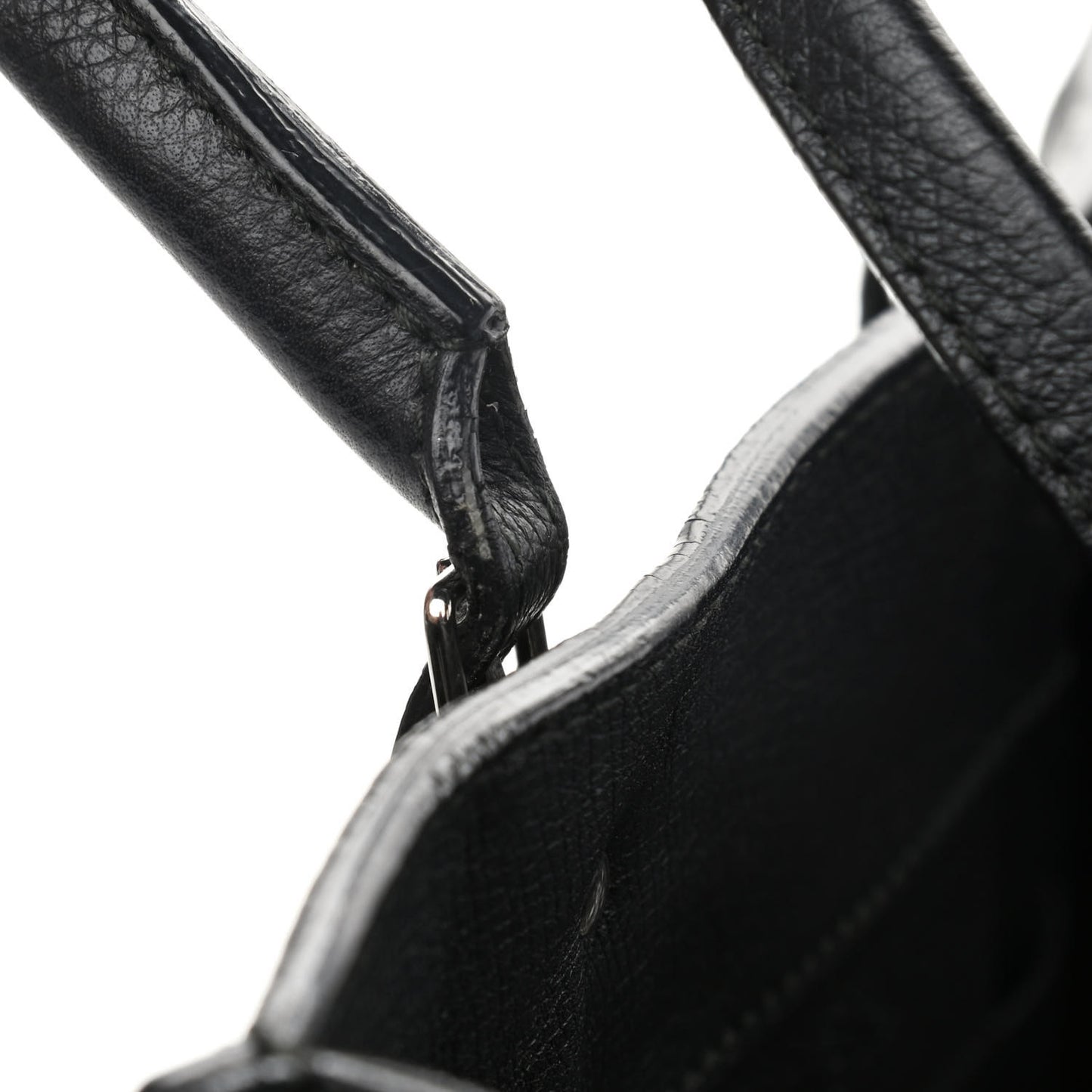 Grained Calfskin Plate Hardware Papier A6 Zip Around Tote Black