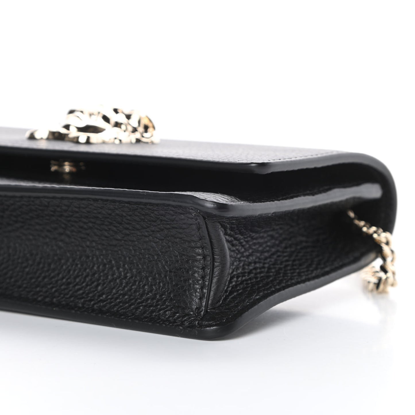 Grained Calfskin Palazzo Chain Evening Bag Black