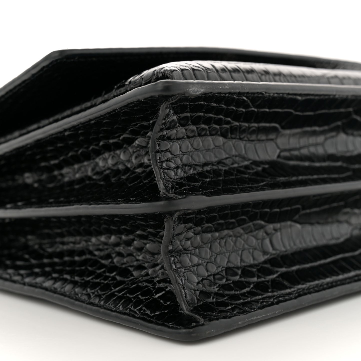 Calfskin Crocodile Embossed Medium Monogram Sunset Black