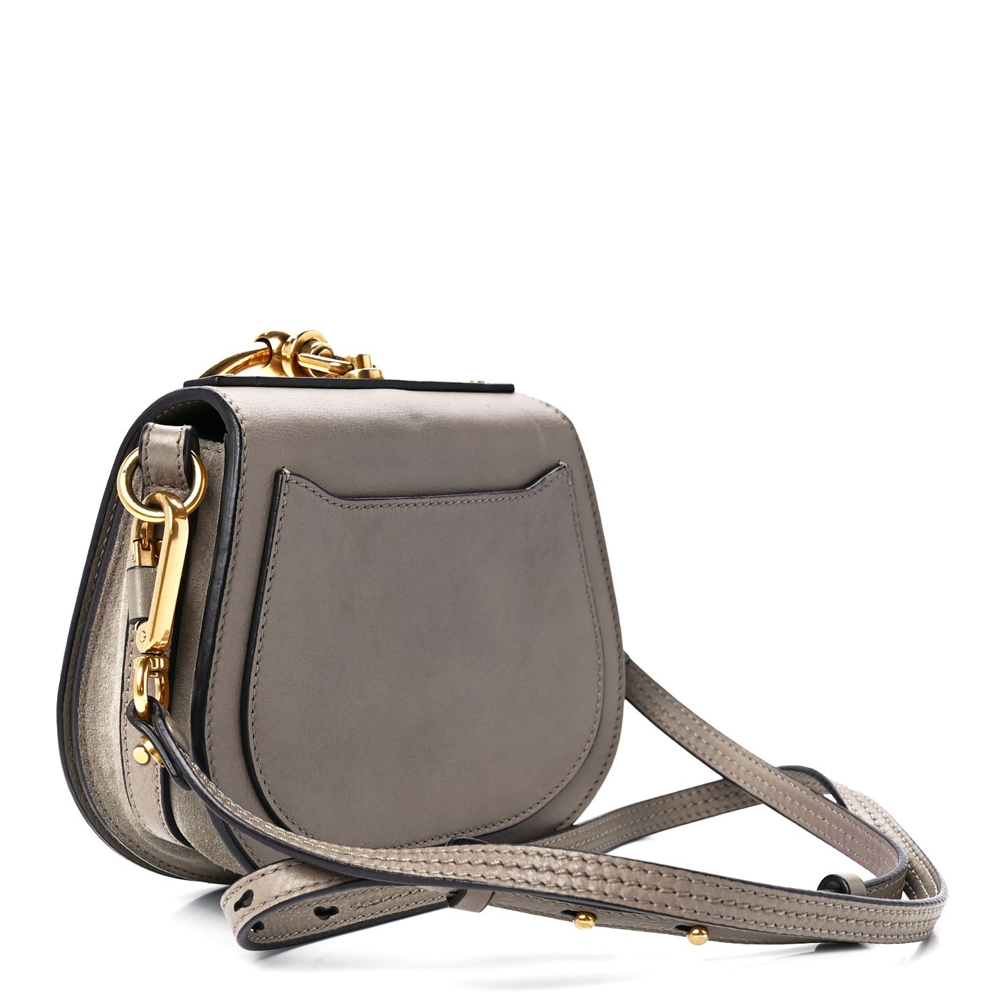 Calfskin Suede Small Nile Bracelet Bag Motty Grey