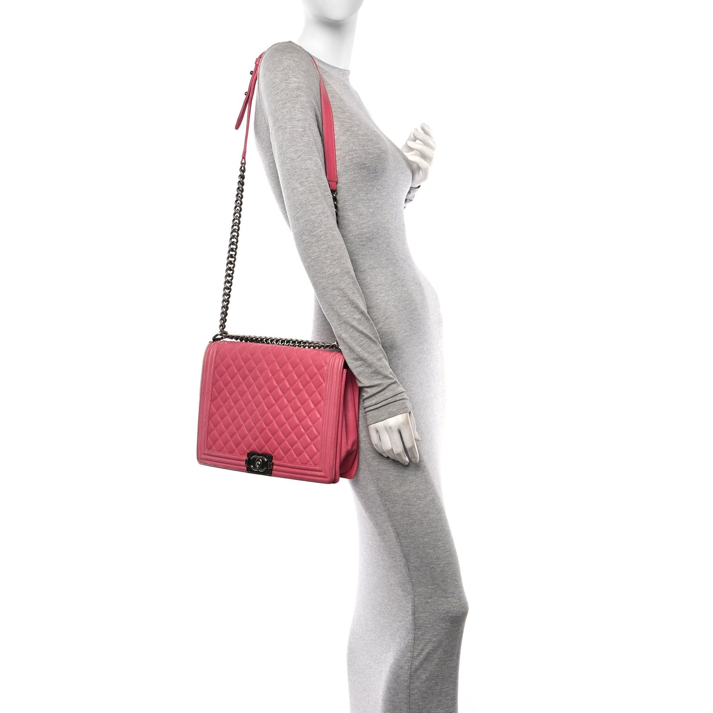 Calfskin Quilted Large Boy Flap Pink