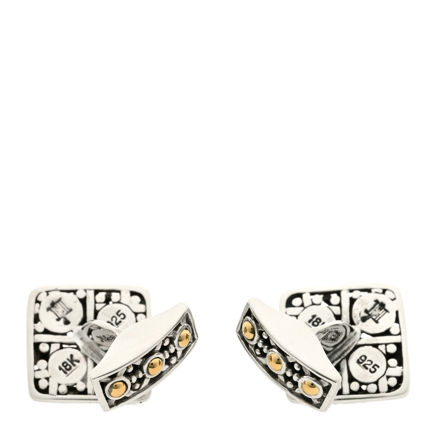 John Hardy Sterling Silver 18K Yellow Gold Jaisalmer Dot Cufflinks 2 of 3