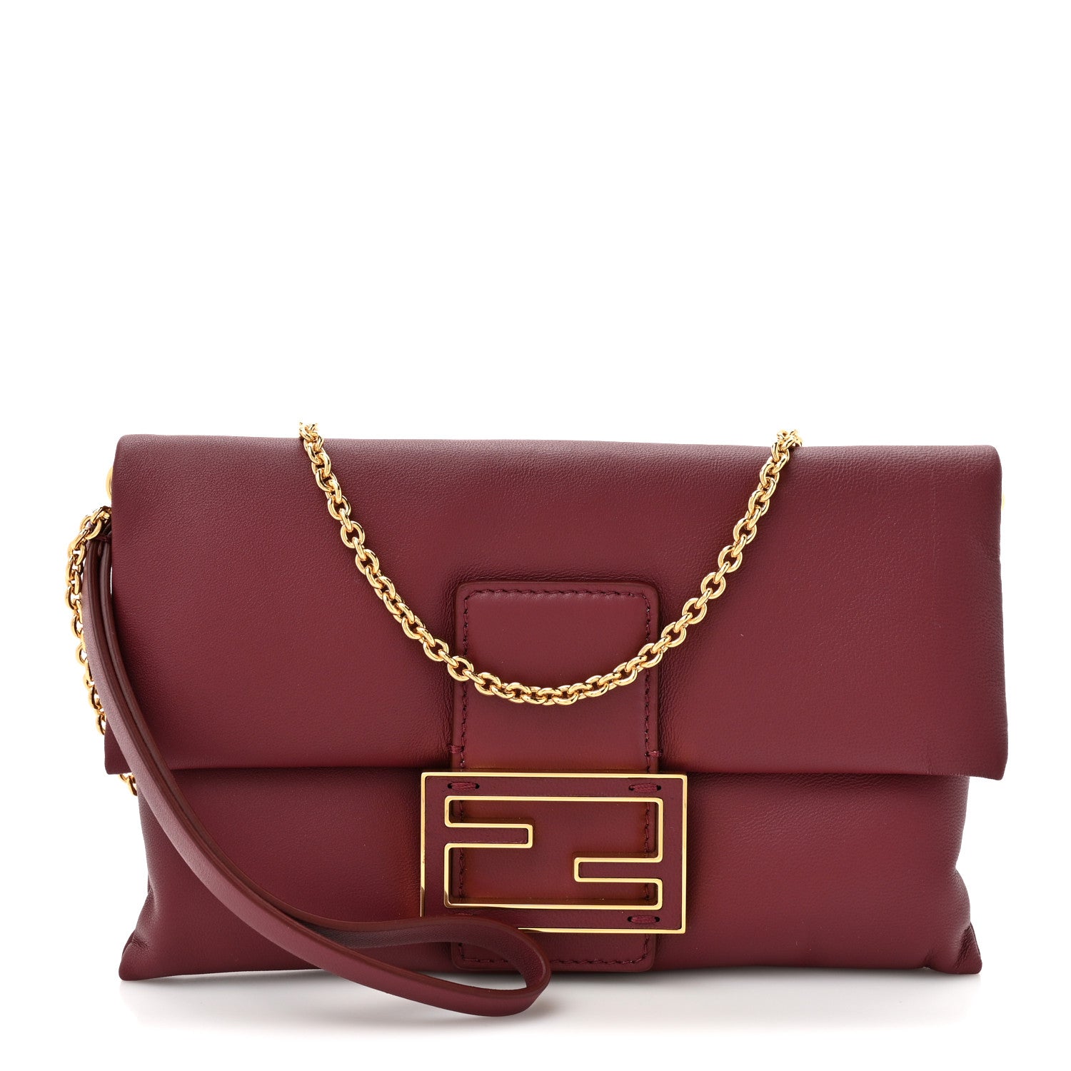 FETICO SQUARE BODY BAG バッグ　バーガンディ　ワインレッド Fendi Nappa Mama Baguette Pouch Bordeaux 1916025 – FASHIONPHILE