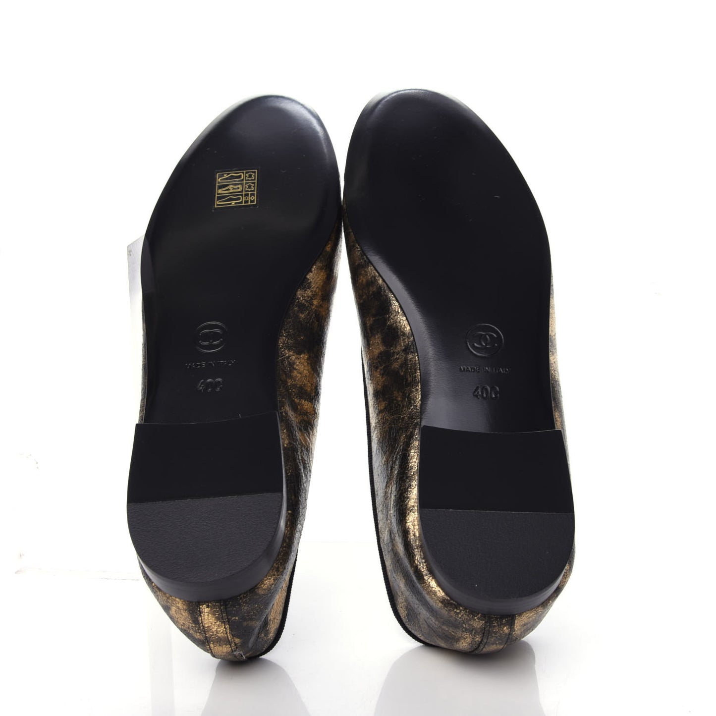 Laminated Goatskin Cap Toe CC Ballerina Flats 40 Gold