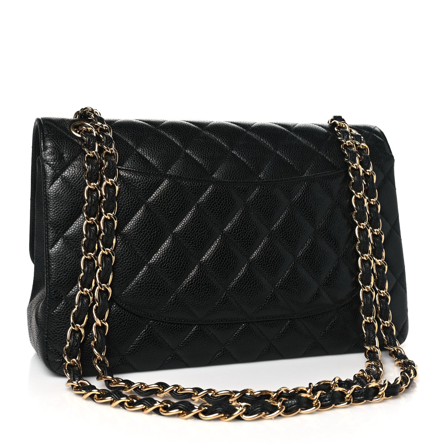 Caviar Quilted Jumbo Double Flap Black
