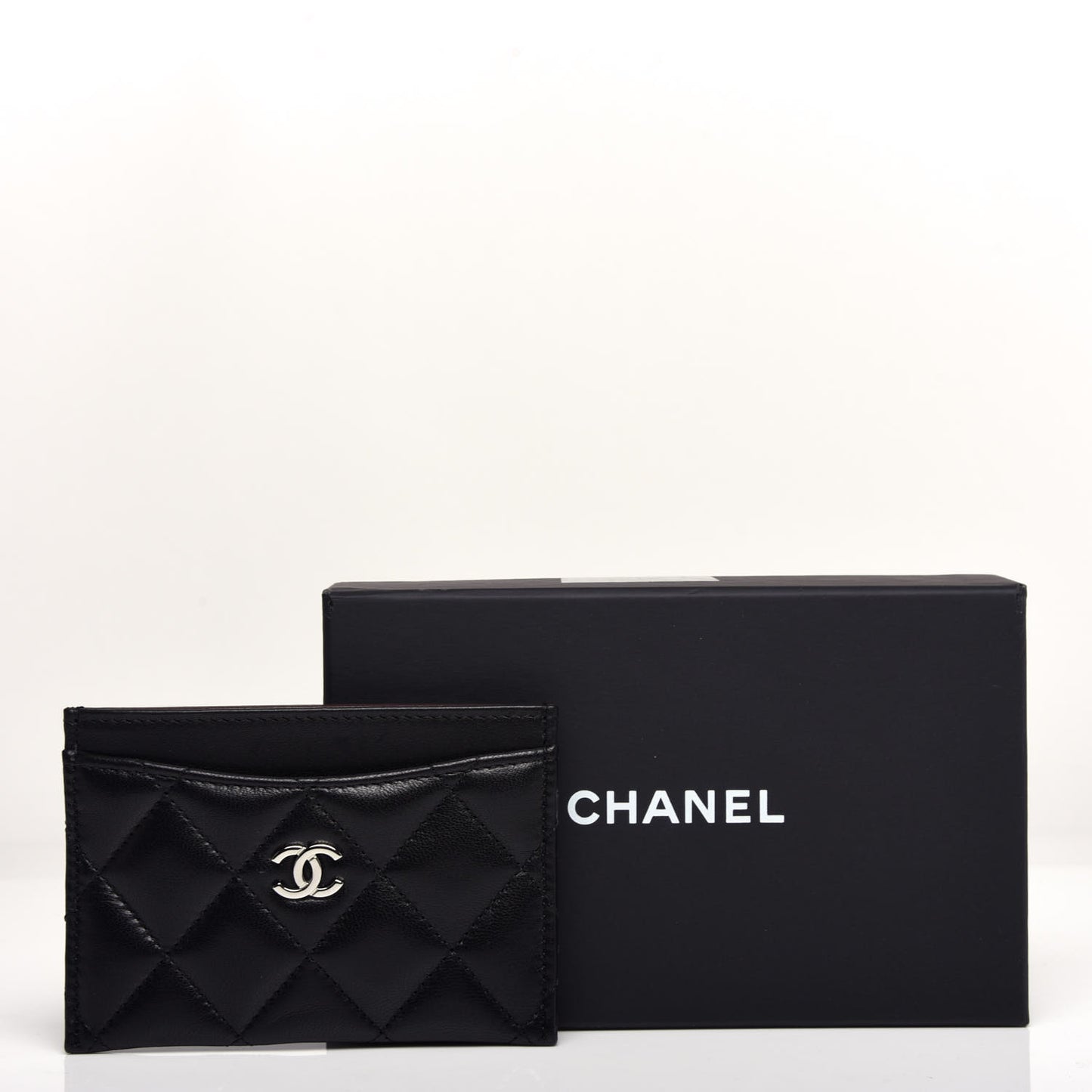 Lambskin Quilted Card Holder Black