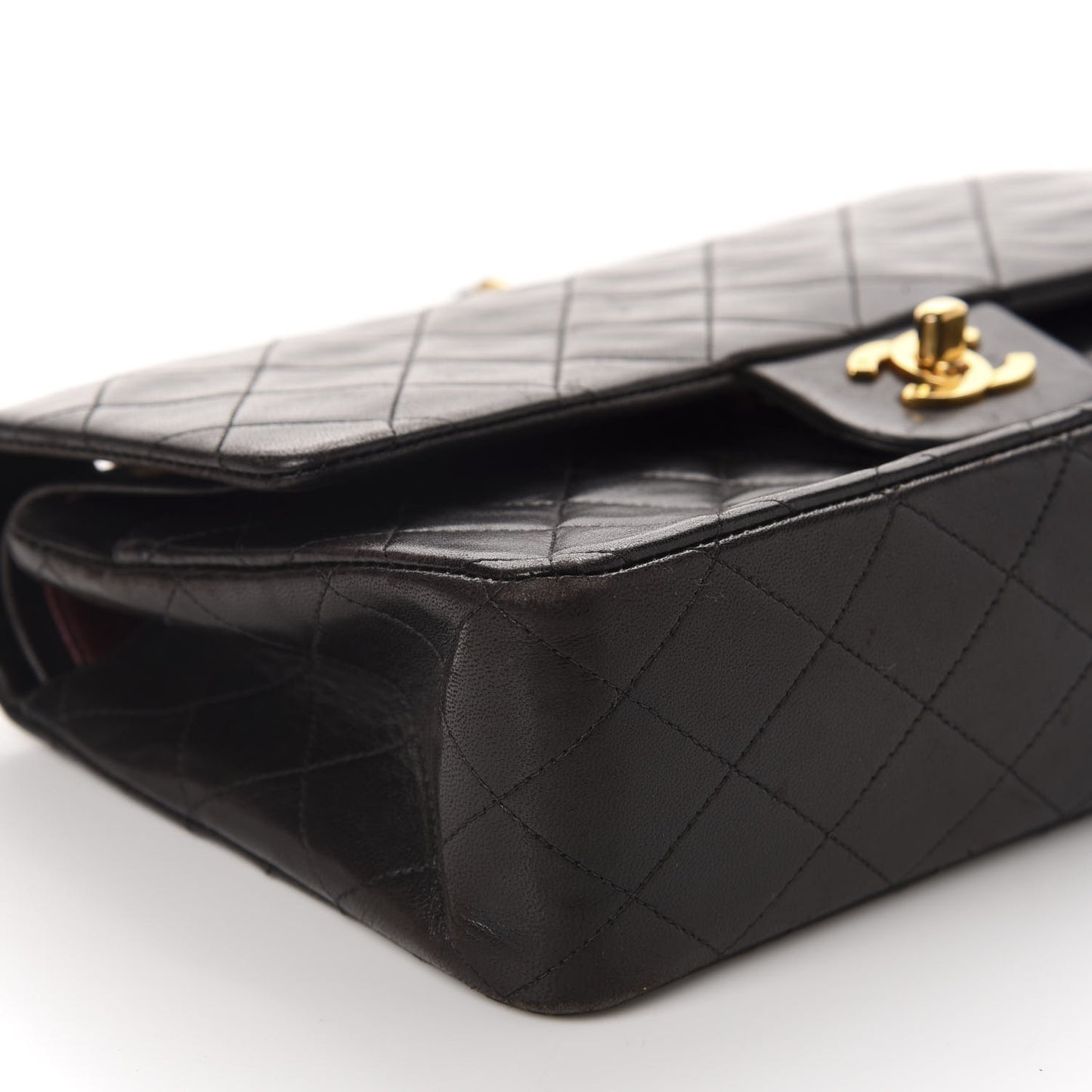 Lambskin Quilted Medium Double Flap Black