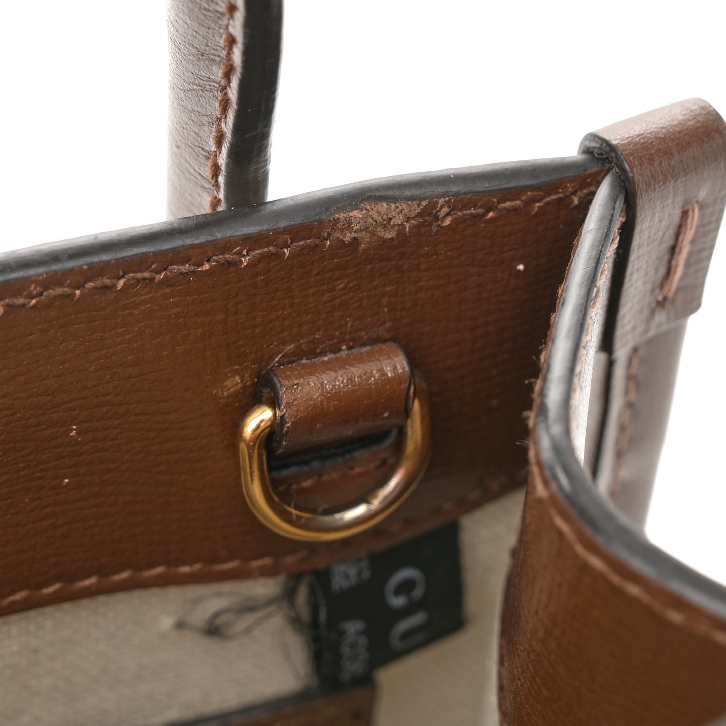 GG Supreme Monogram Azalea Calfskin Mini Retro Interlocking G Tote Bag Beige Ebony Brown Sugar