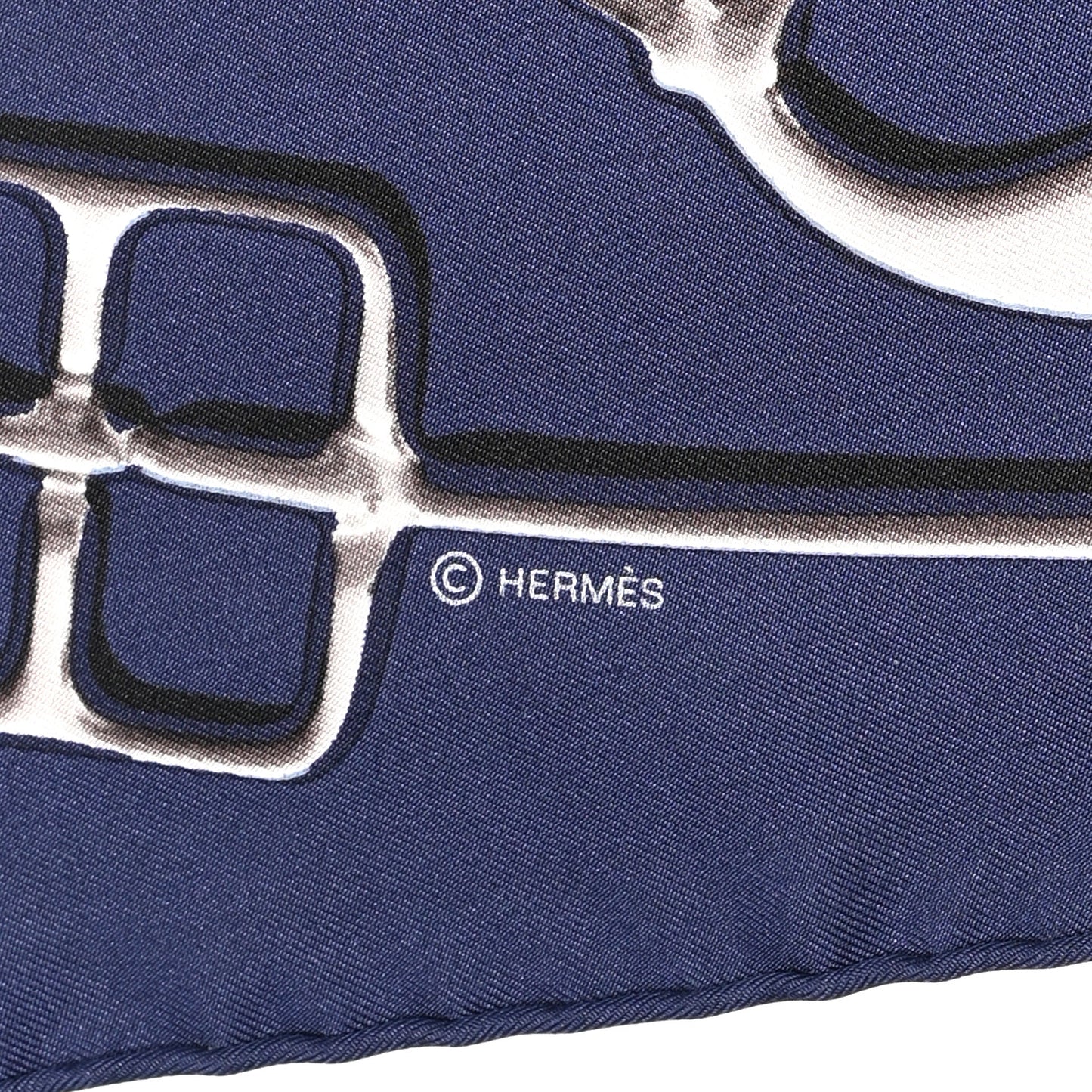 Silk Cheval Fusion Scarf 90 Marine Gris Argent