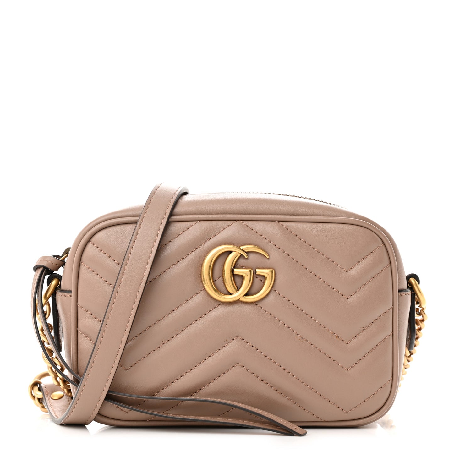 Calfskin Matelasse Mini GG Marmont Chain Shoulder Bag Porcelain Rose