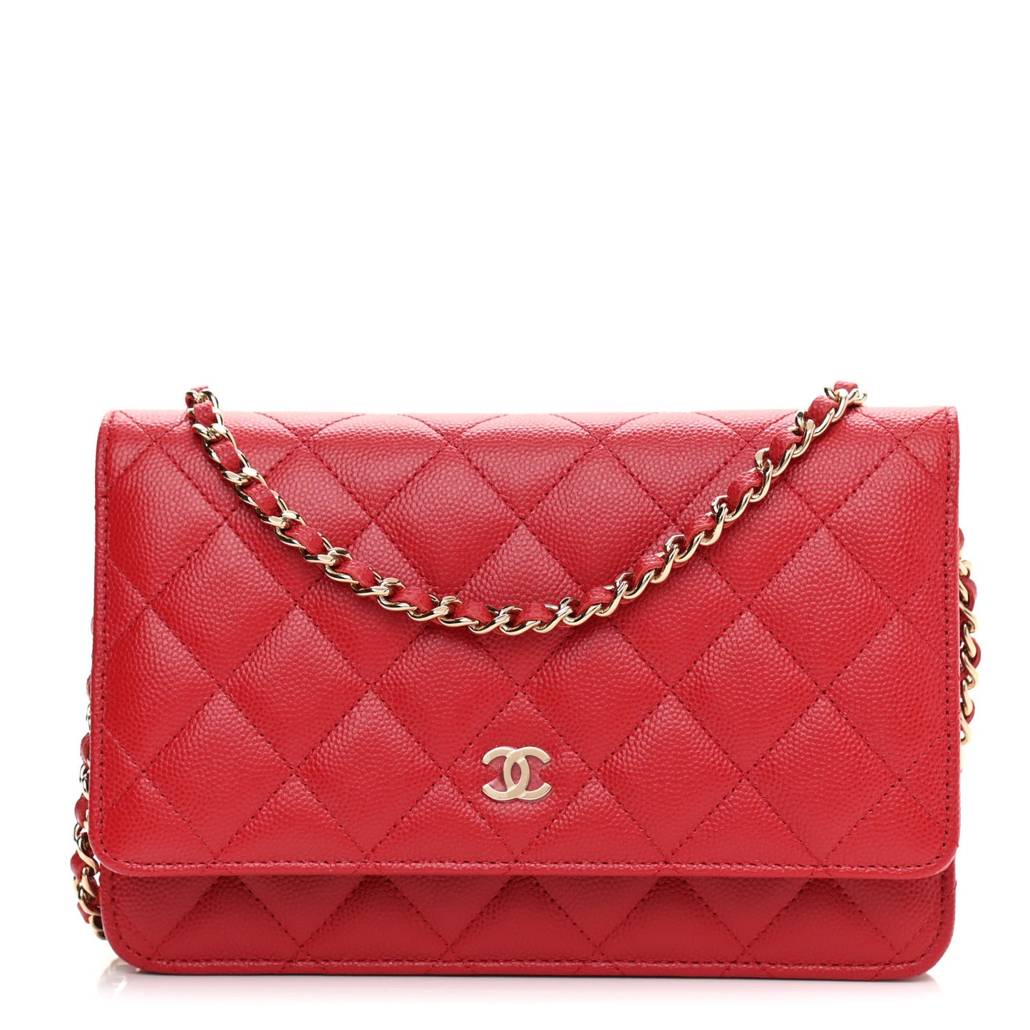 Caviar Quilted Wallet On Chain WOC Red
