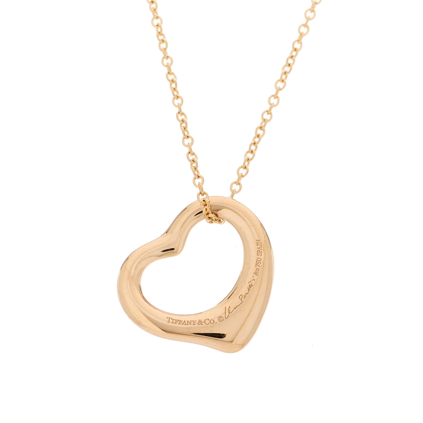 18K Rose Gold 16mm Elsa Peretti Open Heart Pendant Necklace