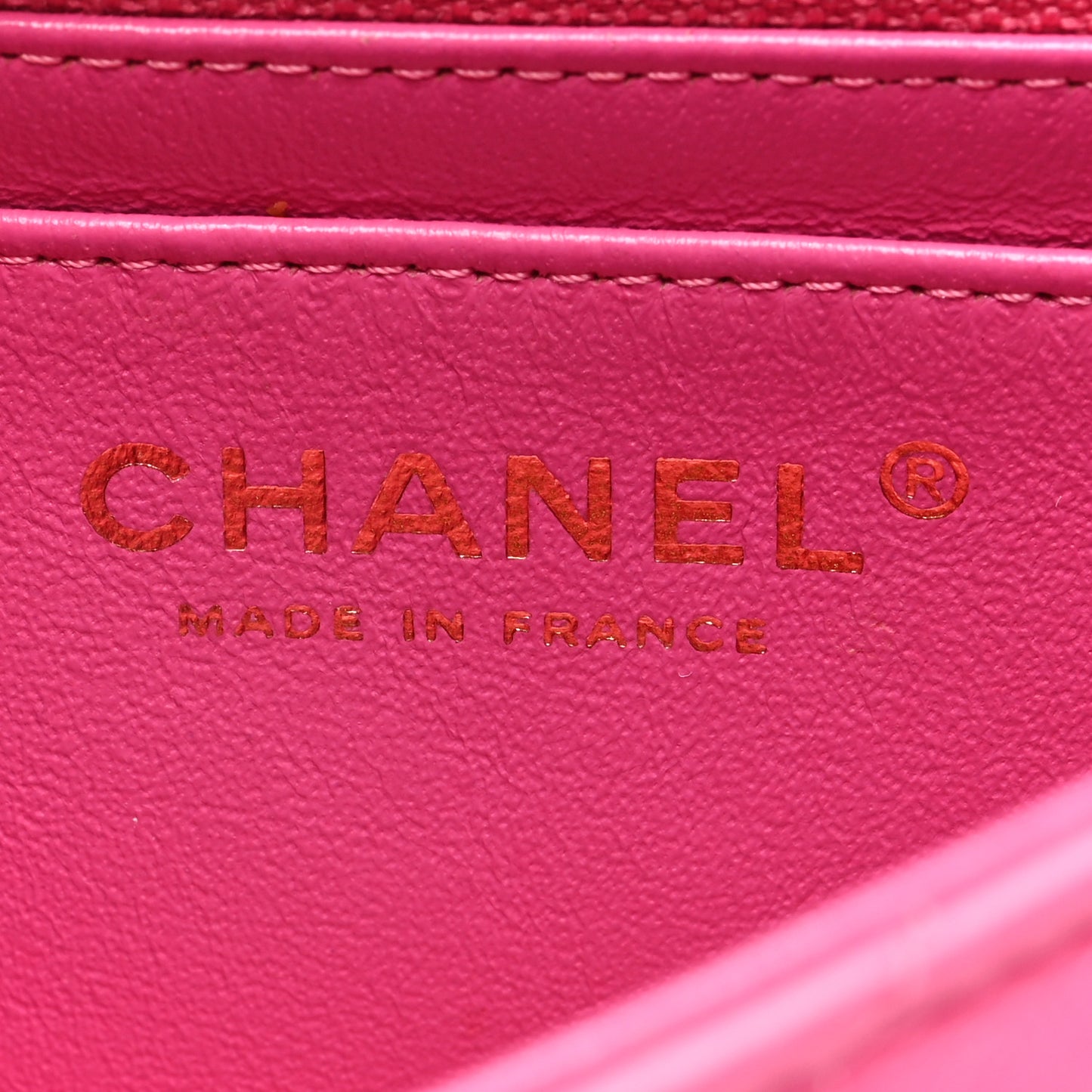 Lambskin Chevron Quilted Mini Rectangular Flap Dark Pink