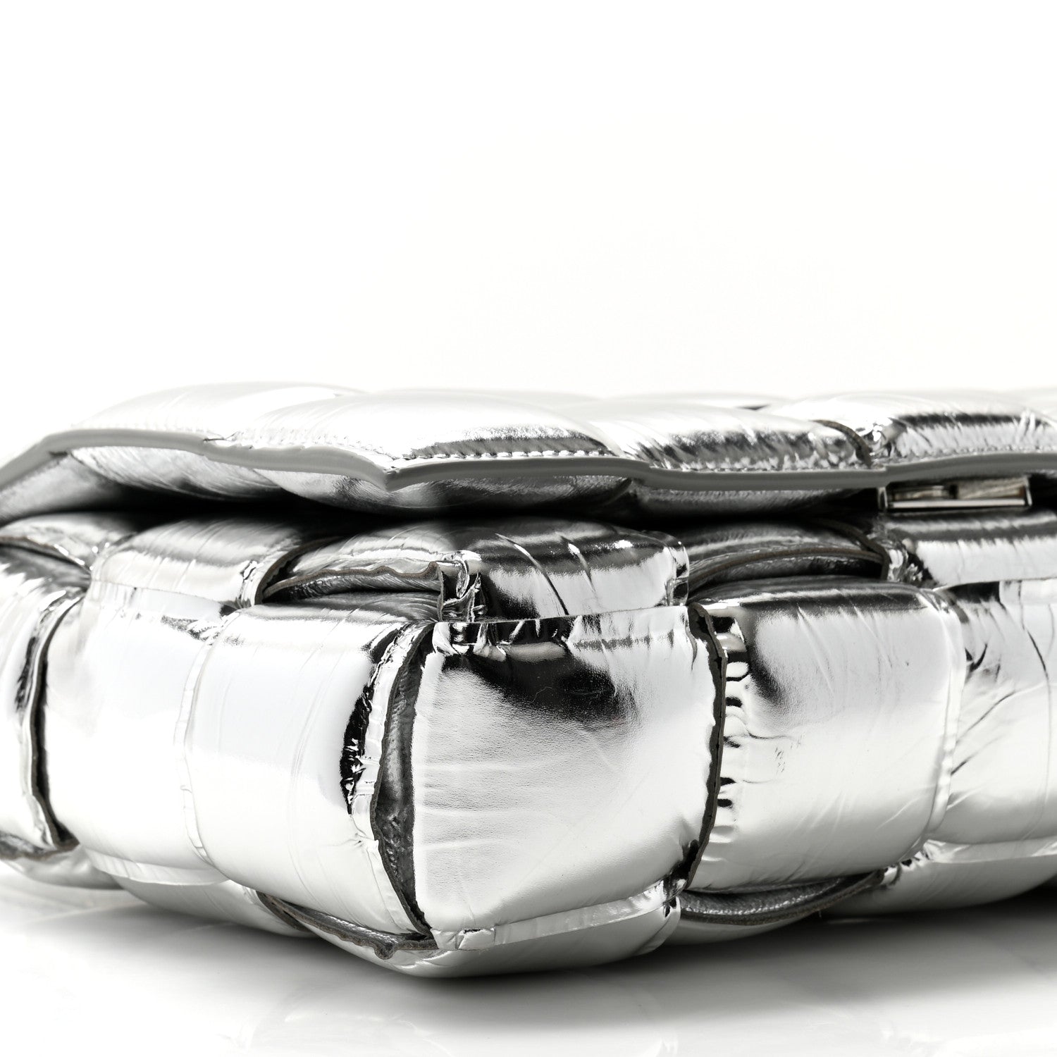 Bottega Veneta Metallic Lambskin Padded Cassette Crossbody Bag Silver 9 of 13