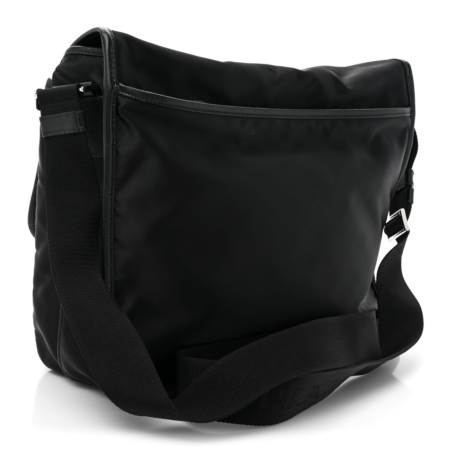 Tessuto Nylon Saffiano Logo Messenger Bag Black