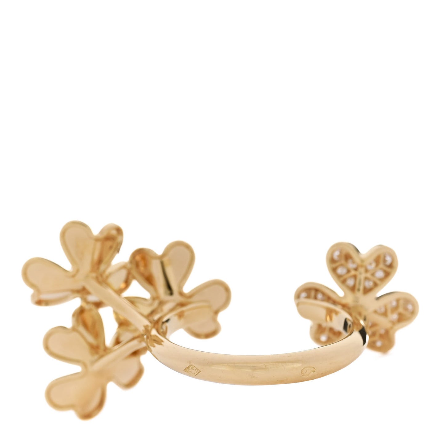 18K Yellow Gold Diamond Frivole Between The Finger Half Pave Ring 52 6