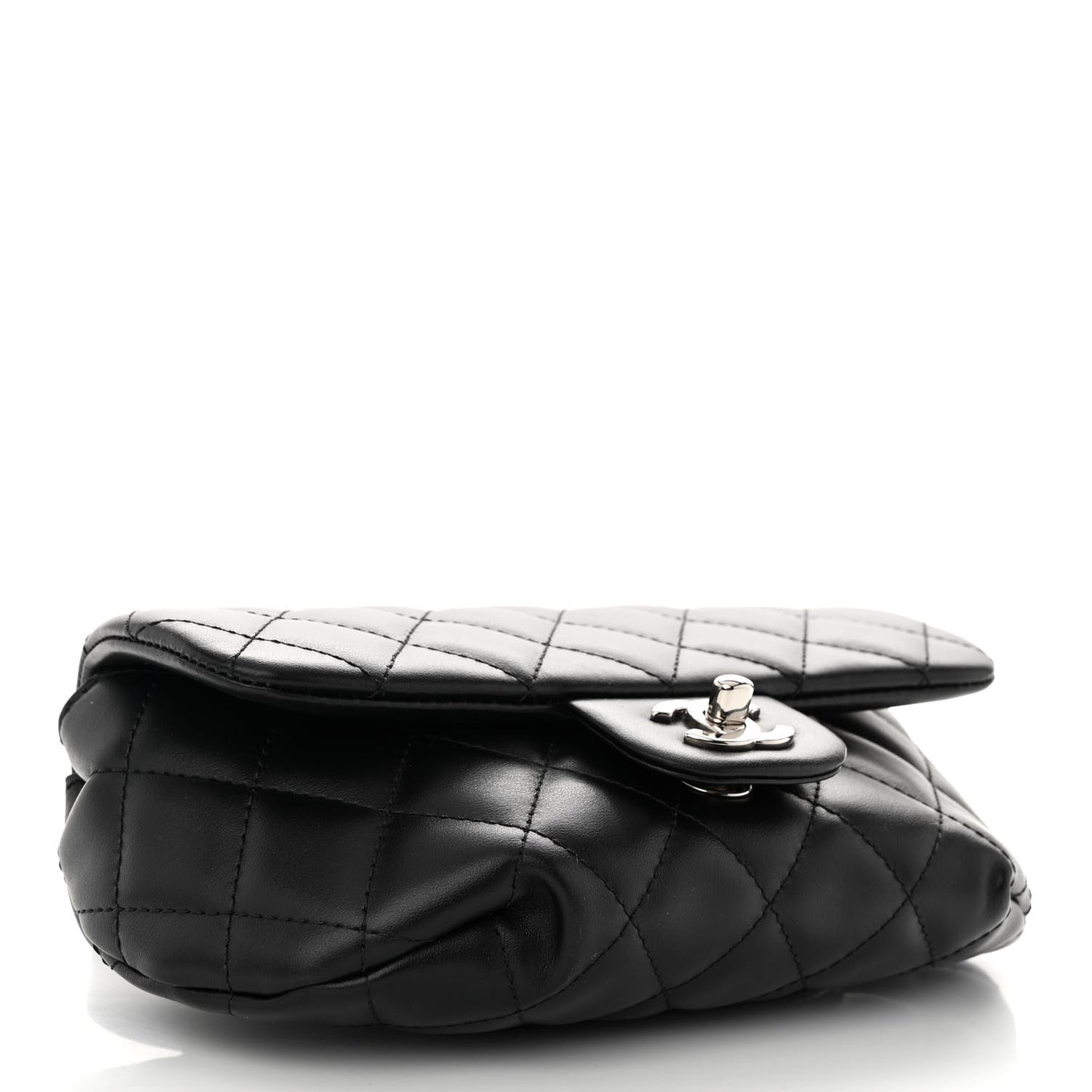 Calfskin Quilted CC Uniform Flap Belt Bag Black