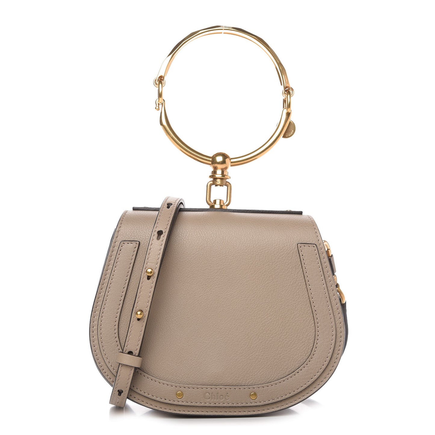 Calfskin Suede Small Nile Bracelet Bag Motty Grey