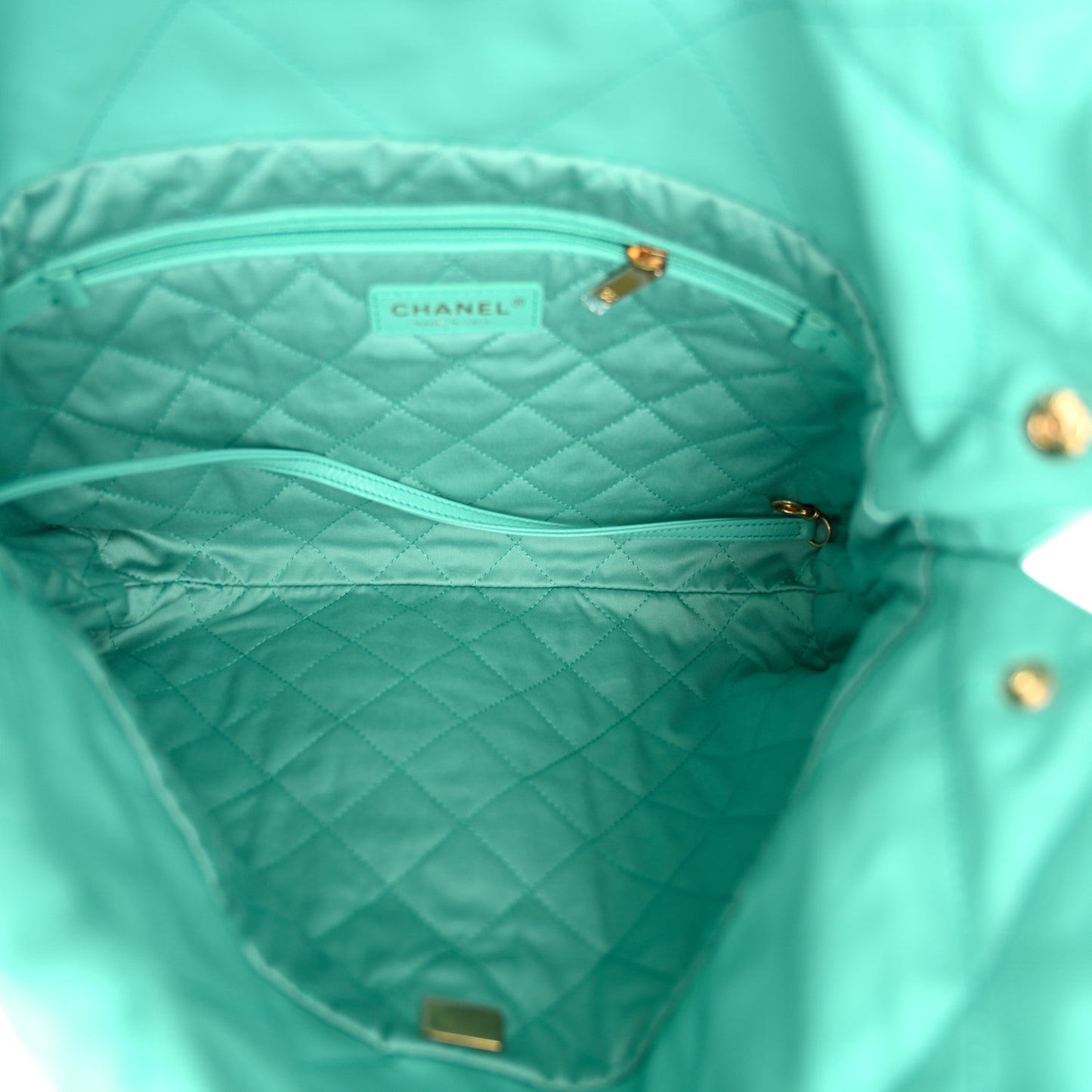 Shiny Calfskin Quilted Small Chanel 22 Light Blue