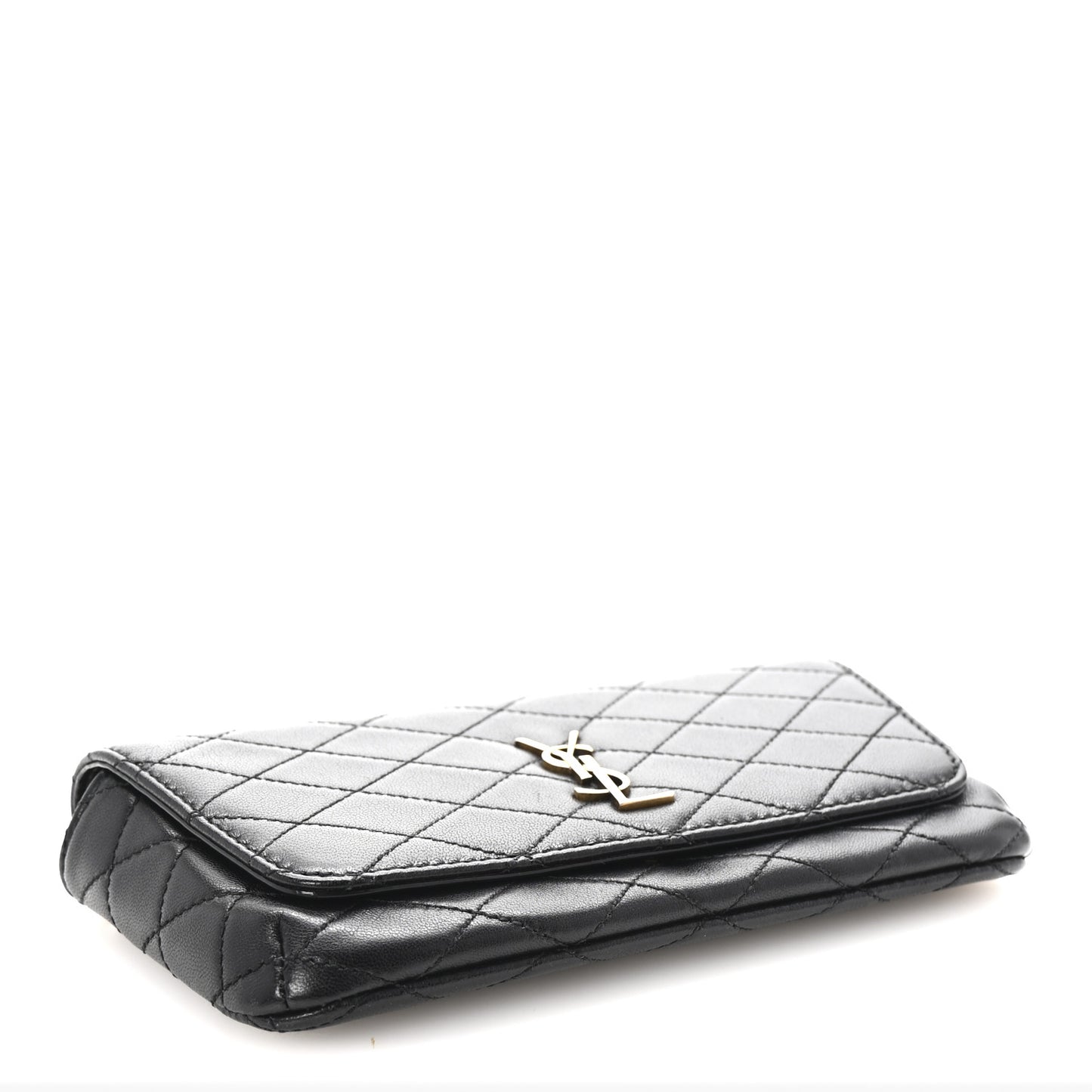 Lambskin Quilted Gaby Phone Holder Crossbody Black