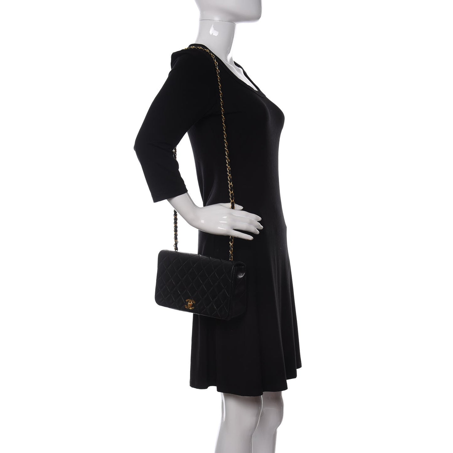 Lambskin Quilted Small Single Flap Bag Black