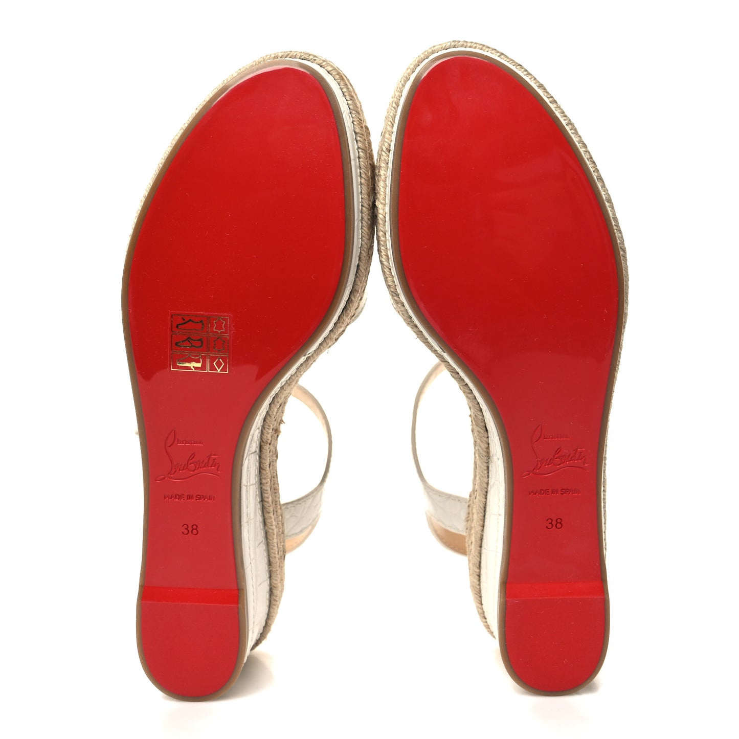 Calfskin Crocodile Embossed Almerio 60 Espadrille Wedges 38 White