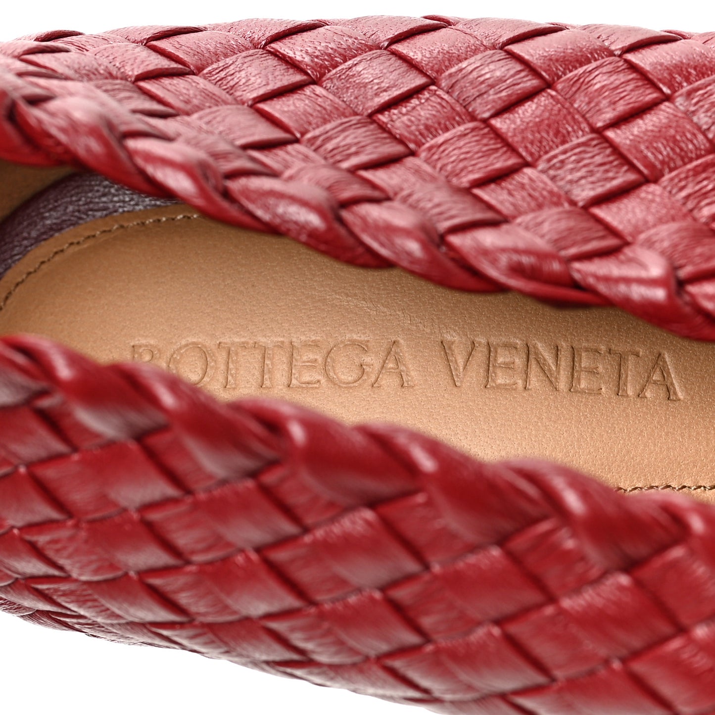 Nappa Intrecciato Almond 75mm Pumps 38 Burgundy