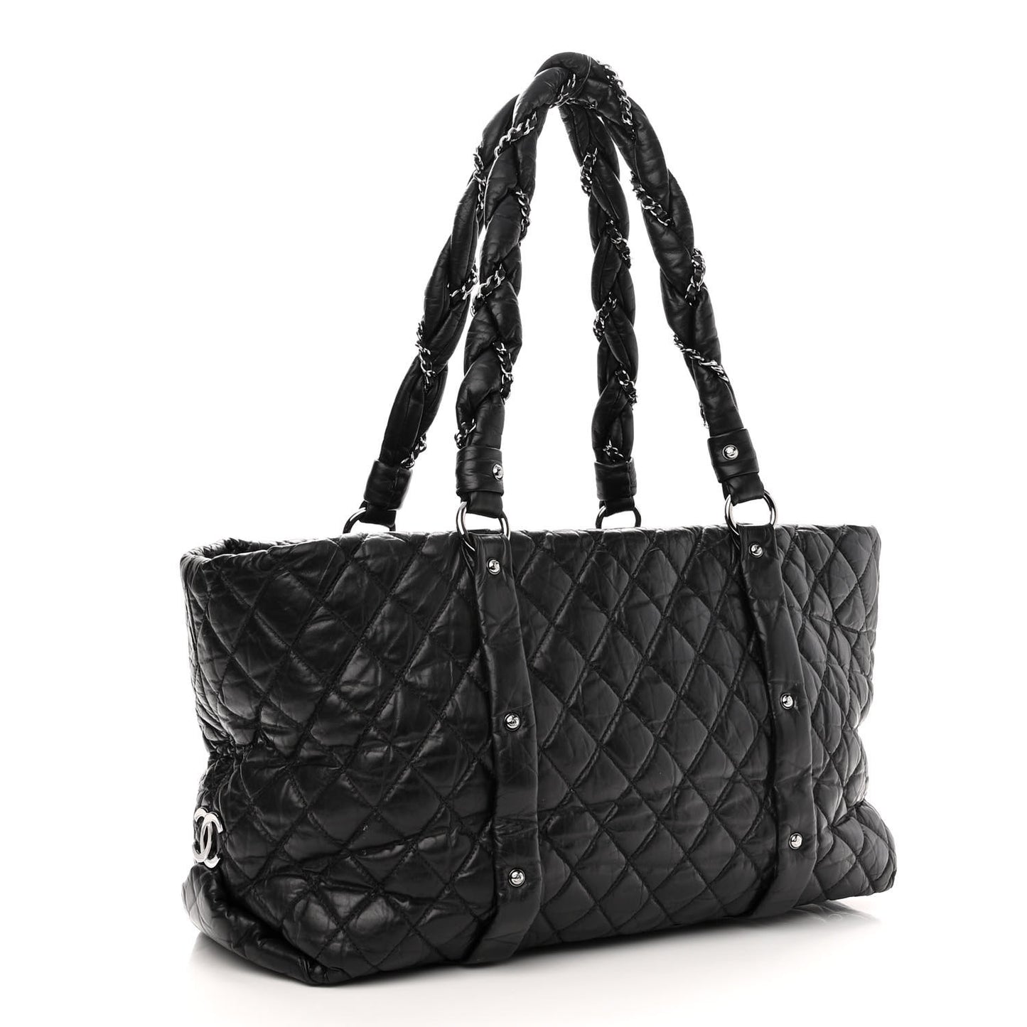Aged Calfskin Vintage Ligne XL Lady Braid Tote Black