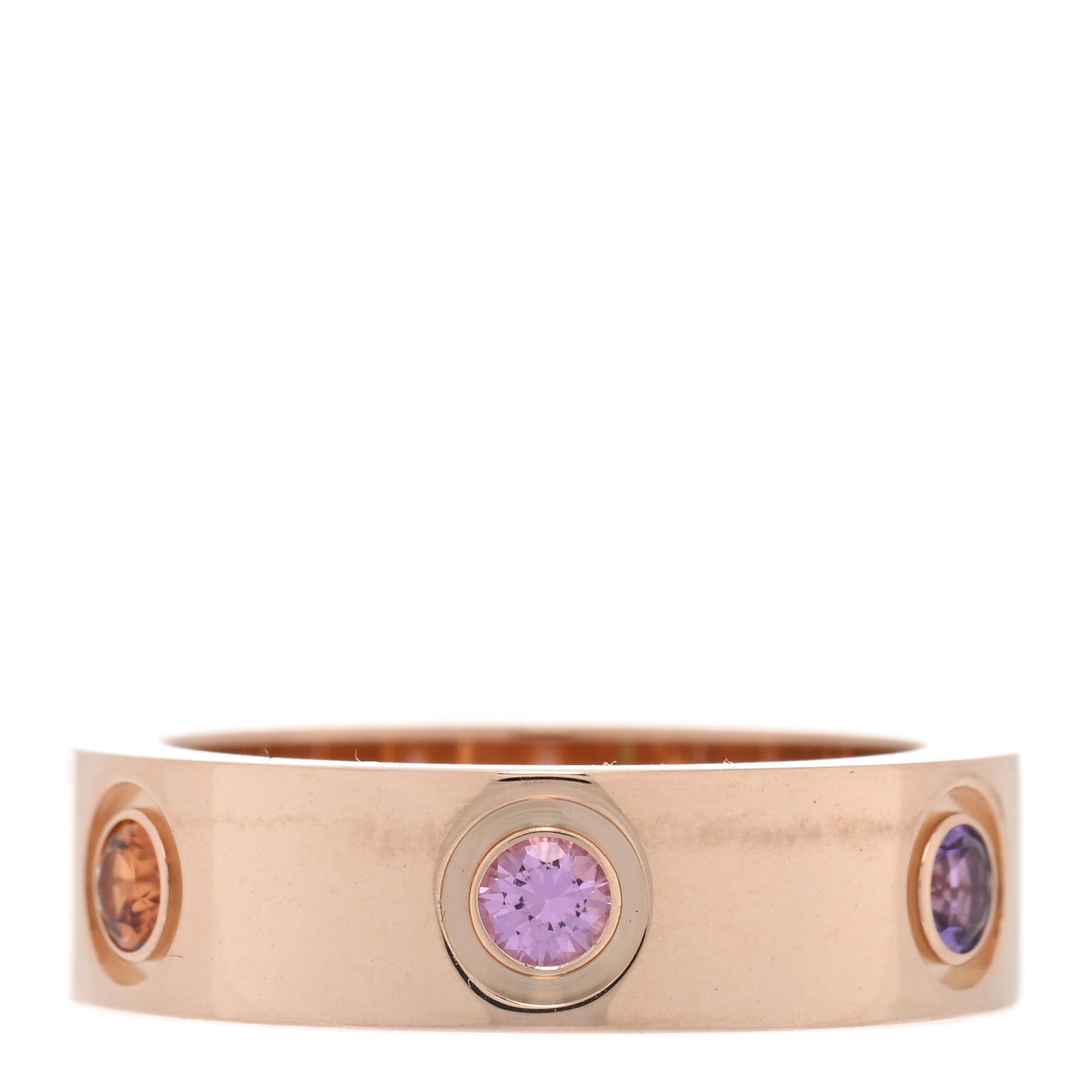 18K Pink Gold Sapphire Garnet Amethyst 5.5mm LOVE Ring 50 5.25