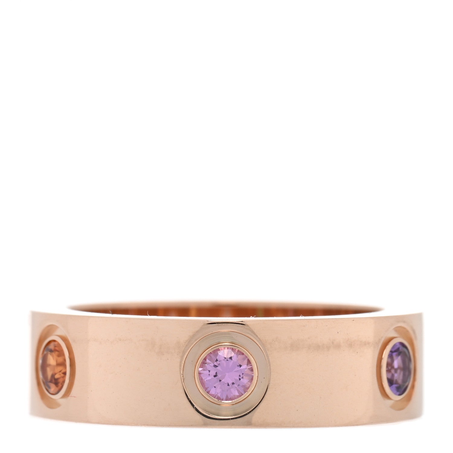 Cartier 18K Pink Gold Sapphire Garnet Amethyst 5.5mm LOVE Ring 50 5.25 3 of 4