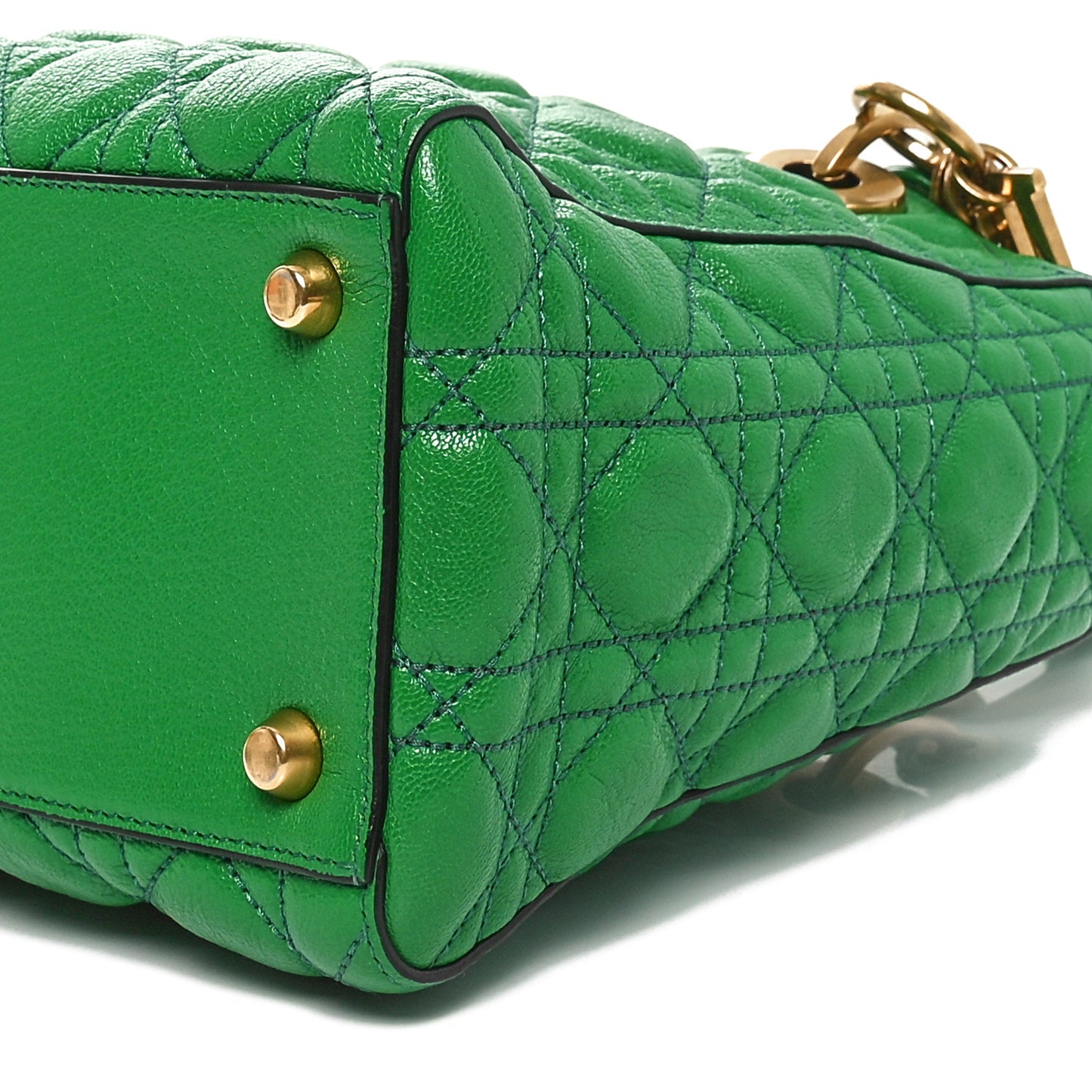 Grained Calfskin Cannage Medium Supple Lady Dior Green